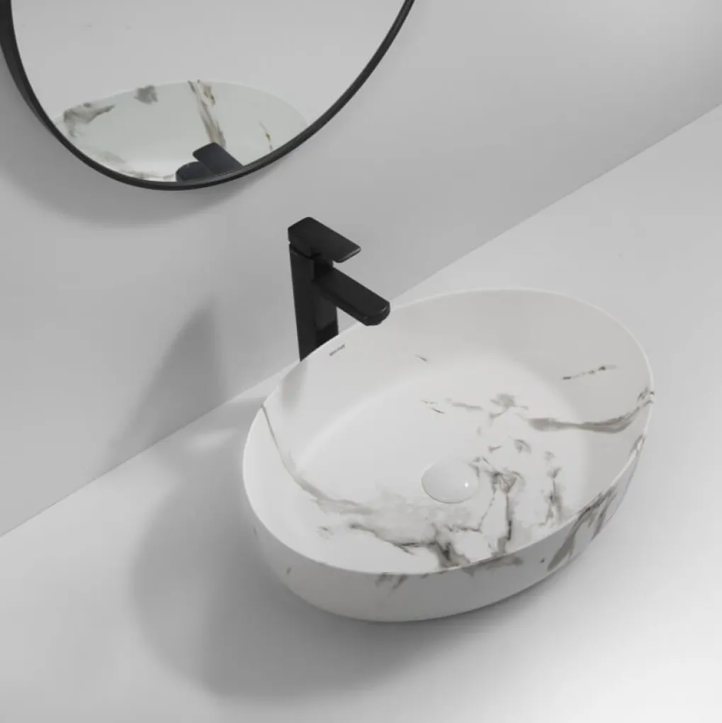 Раковина накладная Mixxus Premium Ellipse-0104 Marble 550х415х140 мм (MP6554)- Фото 3
