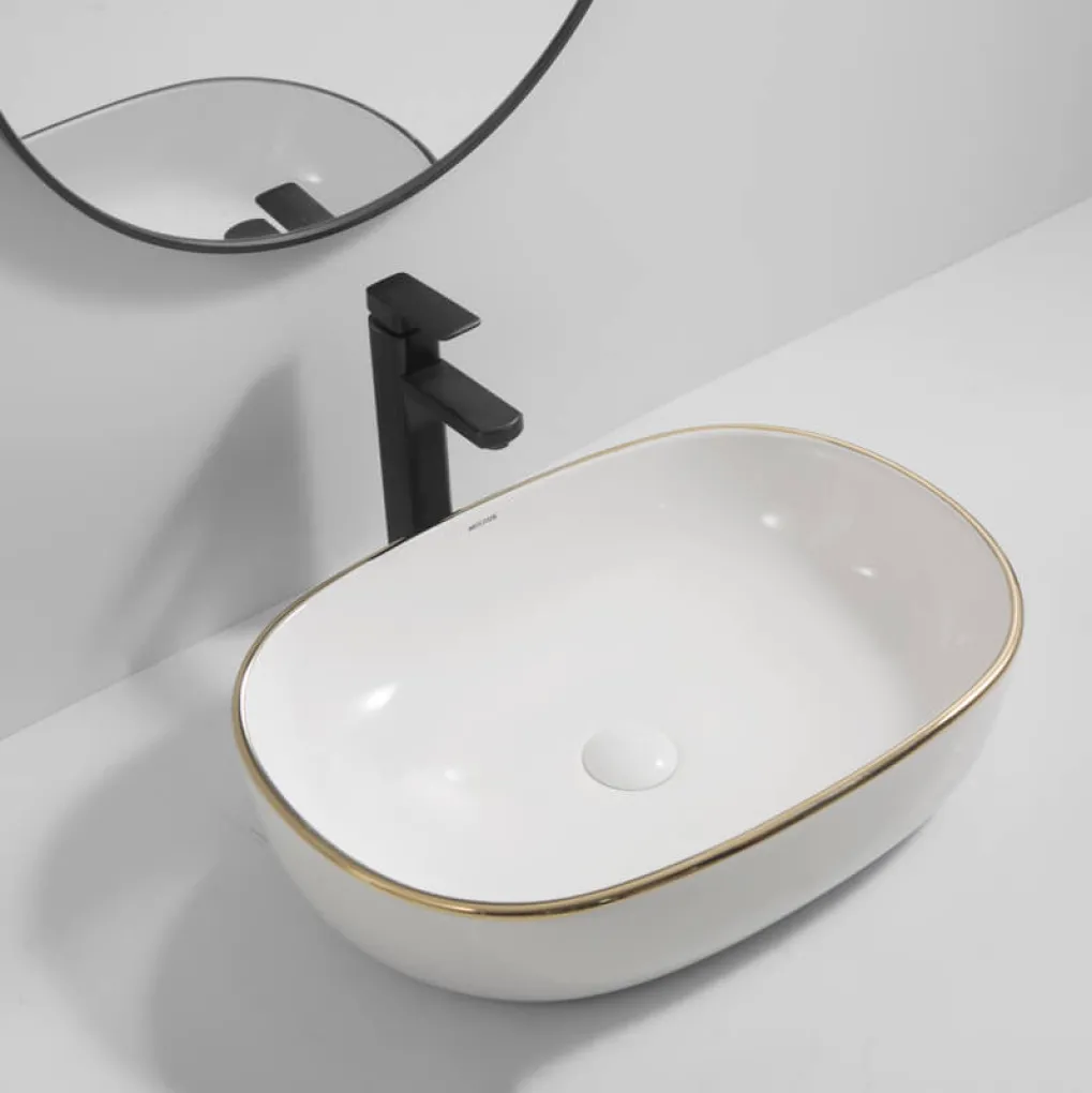 Раковина накладная Mixxus Premium Ellipse-0105 Edge GOLD 600х400х150 мм (MP6564)- Фото 2