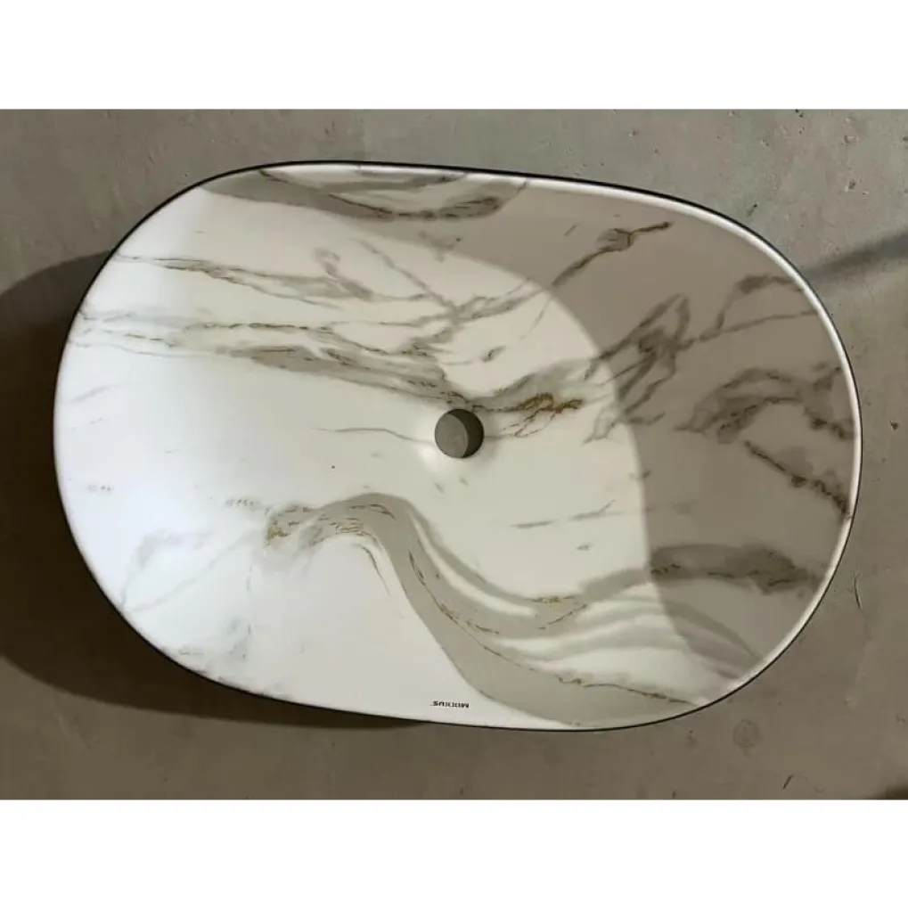 Раковина накладная Mixxus Premium Ellipse-0105 Marble-Black 600х400х150 мм (MP6565)- Фото 2