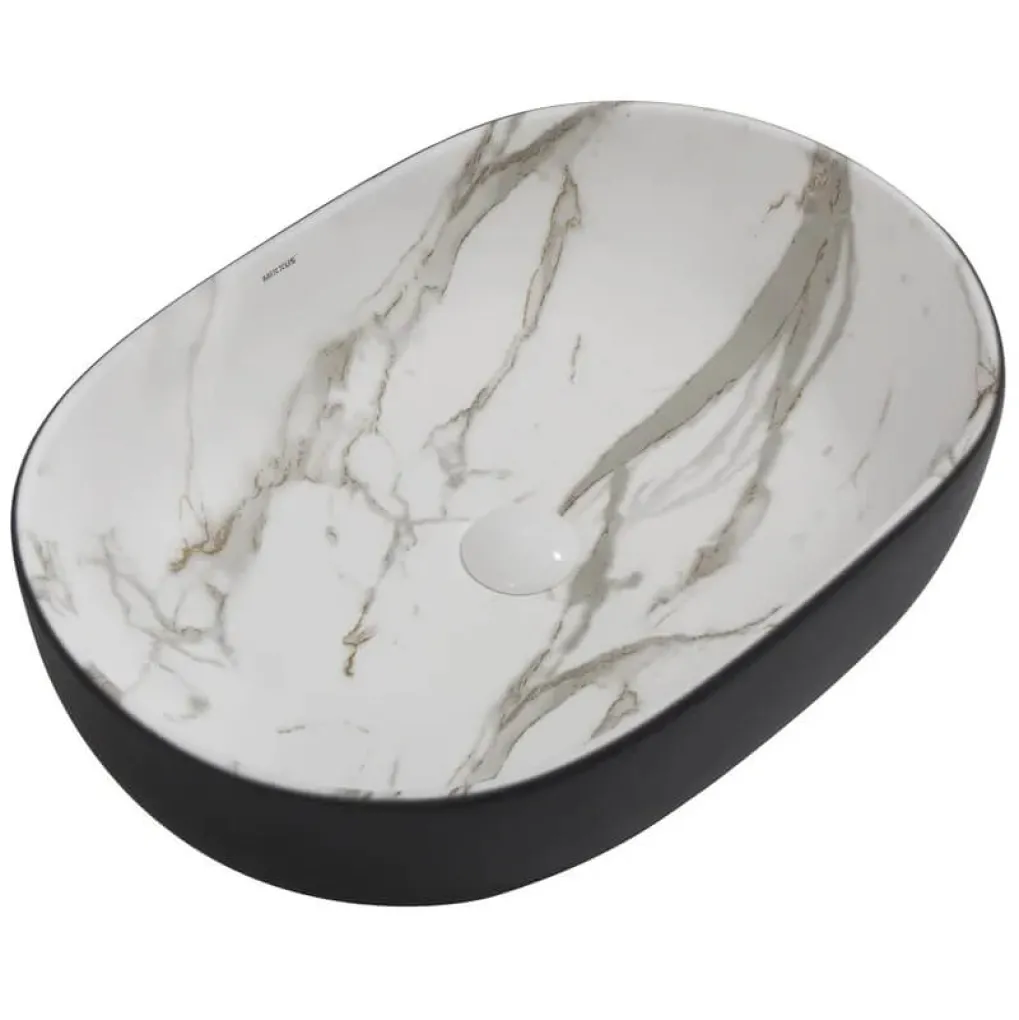 Раковина накладная Mixxus Premium Ellipse-0105 Marble-Black 600х400х150 мм (MP6565)- Фото 1