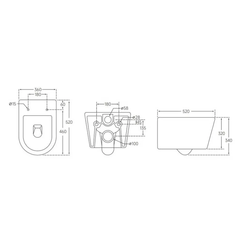 Унитаз подвесной Mixxus Bevel-0302-R 520x360x365 система смыва Rimless (MI6709)- Фото 2