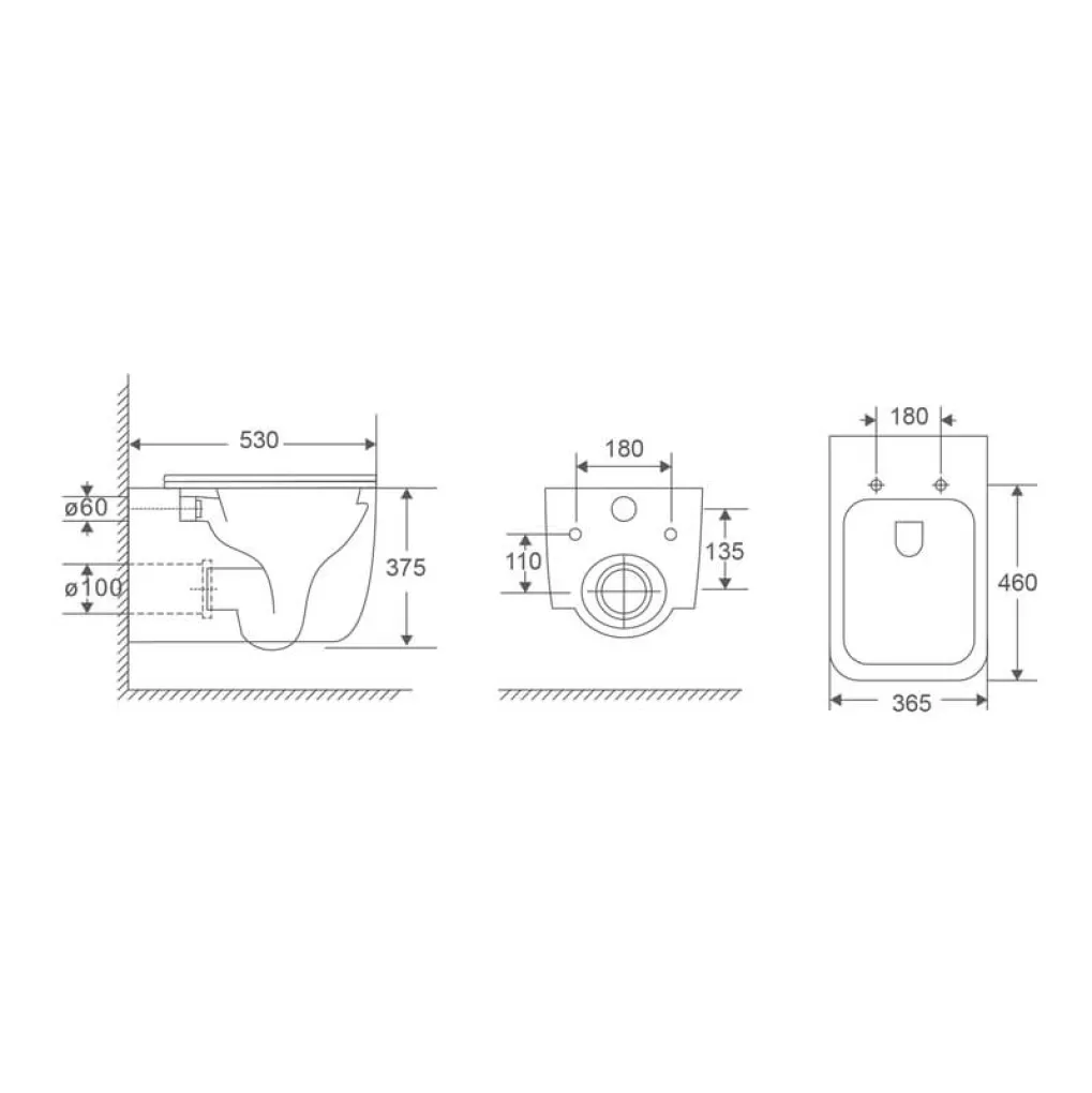 Унитаз подвесной Mixxus Premium Diverse-0101-T1 530x365x373 система смыва Tornado 1.0 (MP6477)- Фото 3