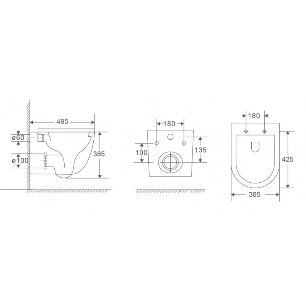 Унитаз подвесной Mixxus Premium Ellipse-0301-R 495x365x365 система смыва Rimless (MP6460)- Фото 4