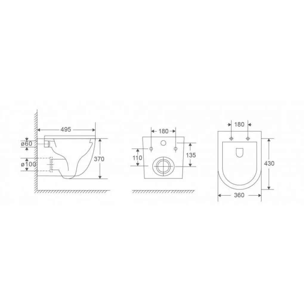 Унитаз подвесной Mixxus Premium Ellipse-0302-T3 495x360x370 система смыва Tornado 3.0 (MP6462)- Фото 4