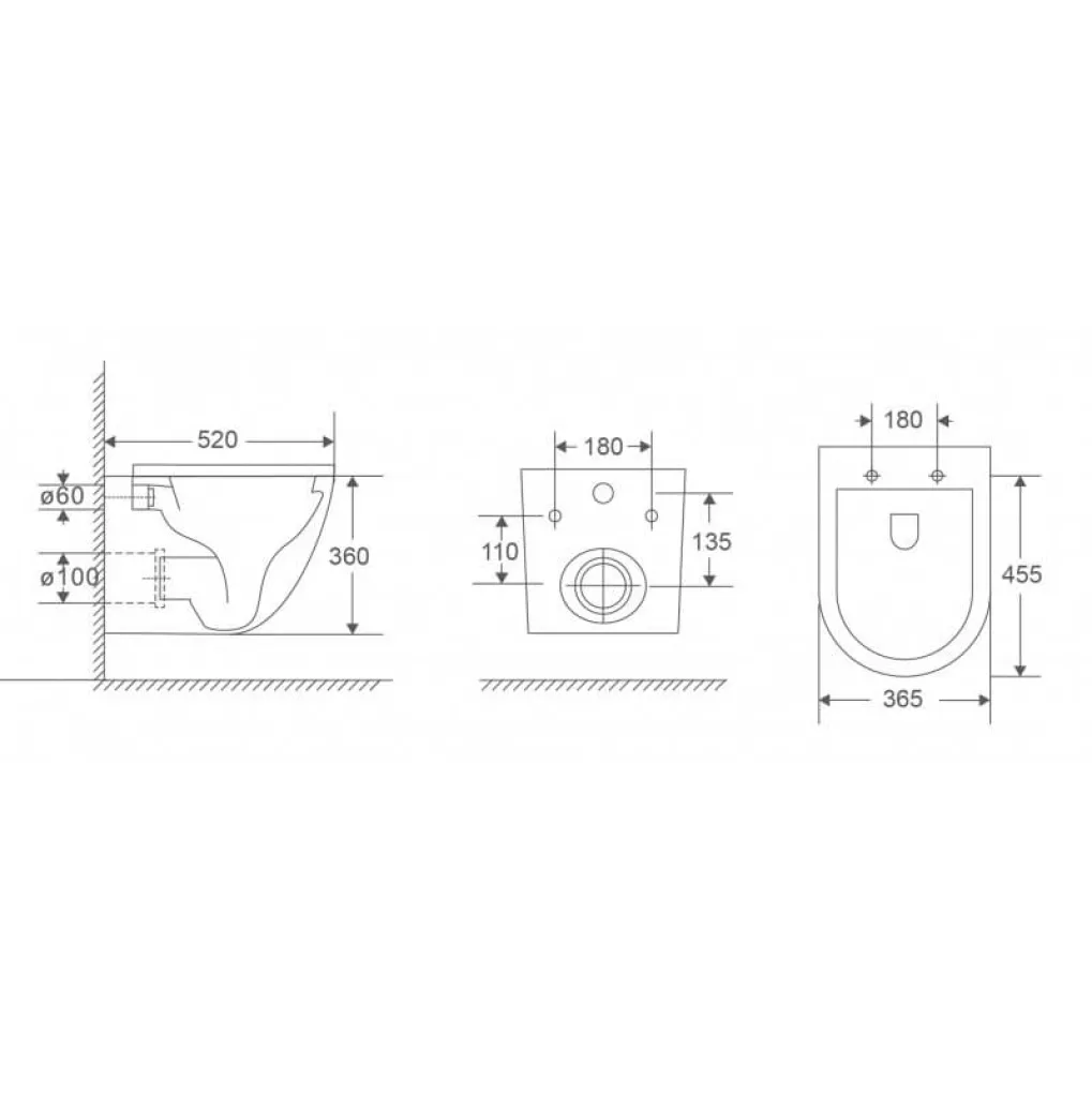 Унитаз подвесной Mixxus Premium Ellipse-0303-R 520x365x360 система смыва Rimless (MP6463)- Фото 2