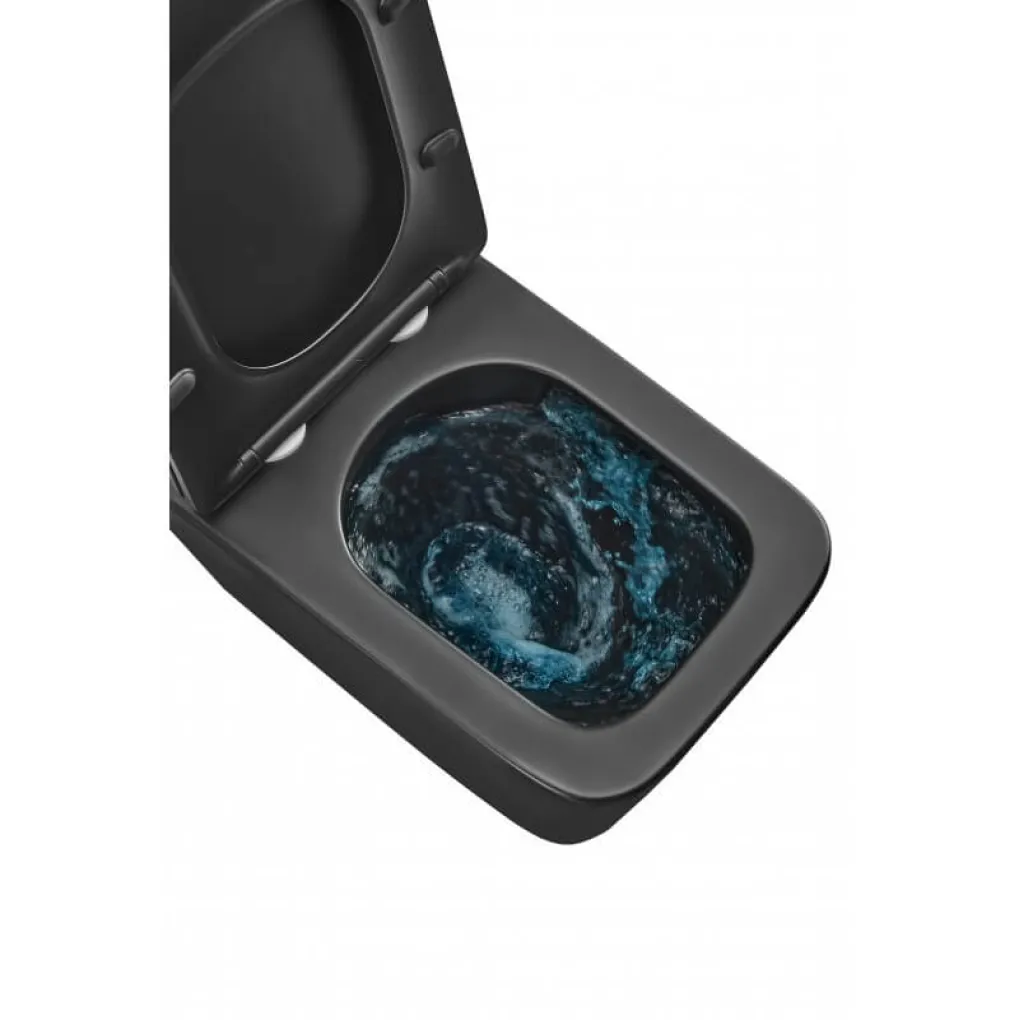 Унитаз подвесной Mixxus Premium Quadro-0301-T3 Black 490х340х360 система смыва Tornado 3.0 (MP6587)- Фото 3
