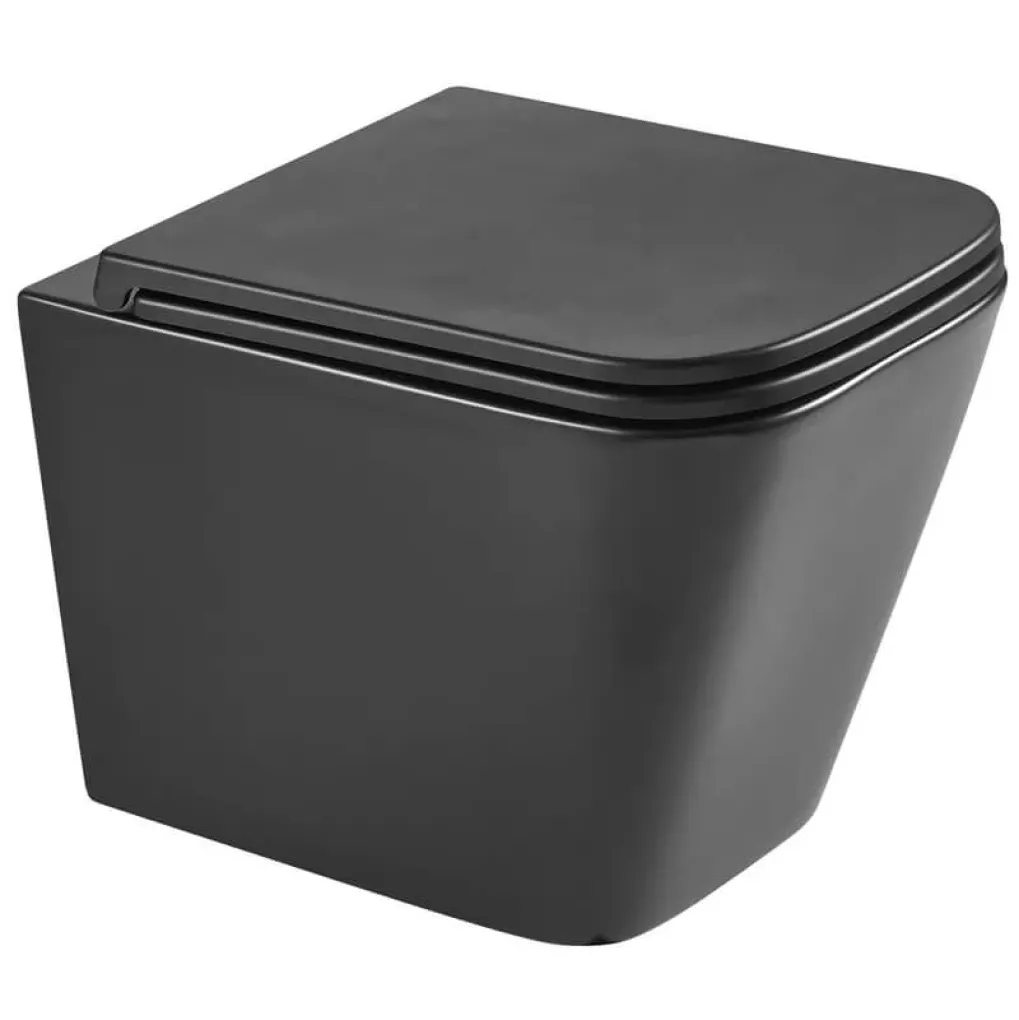 Унитаз подвесной Mixxus Premium Quadro-0301-T3 Black 490х340х360 система смыва Tornado 3.0 (MP6587)- Фото 1