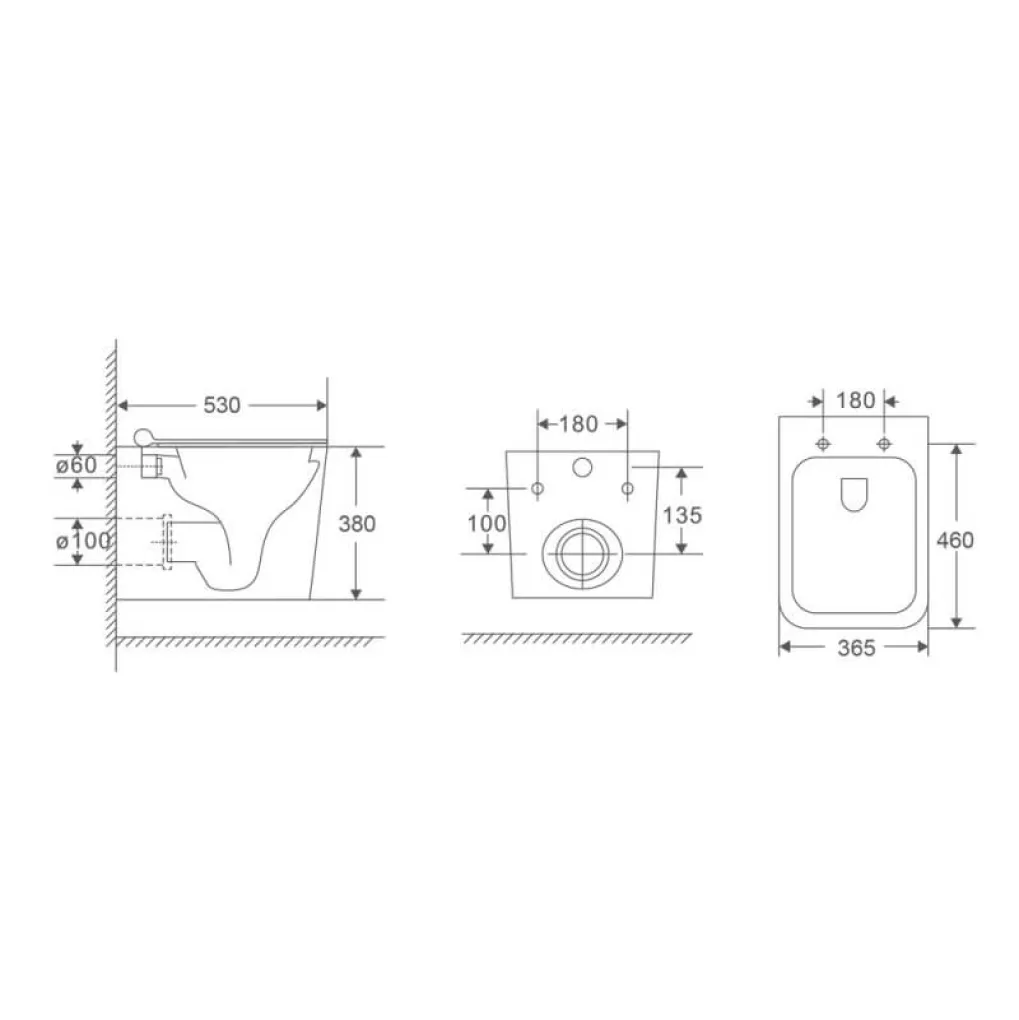 Унитаз подвесной Mixxus Premium Quadro-0302-T1 530x360x365 система смыва Tornado 1.0 (MP6456)- Фото 3