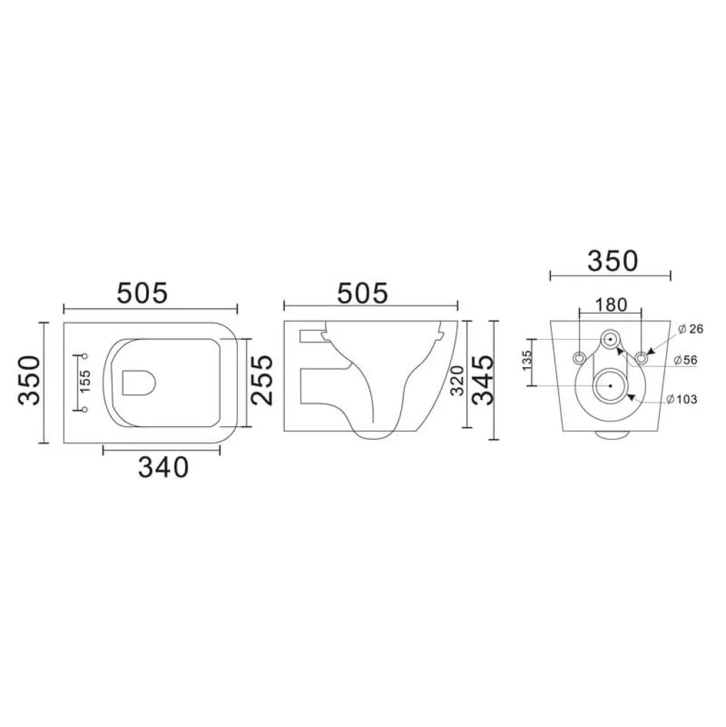 Унитаз подвесной Mixxus Premium Quadro-0305-R Gray 510x350x345 система смыва Rimless (MP6656)- Фото 4
