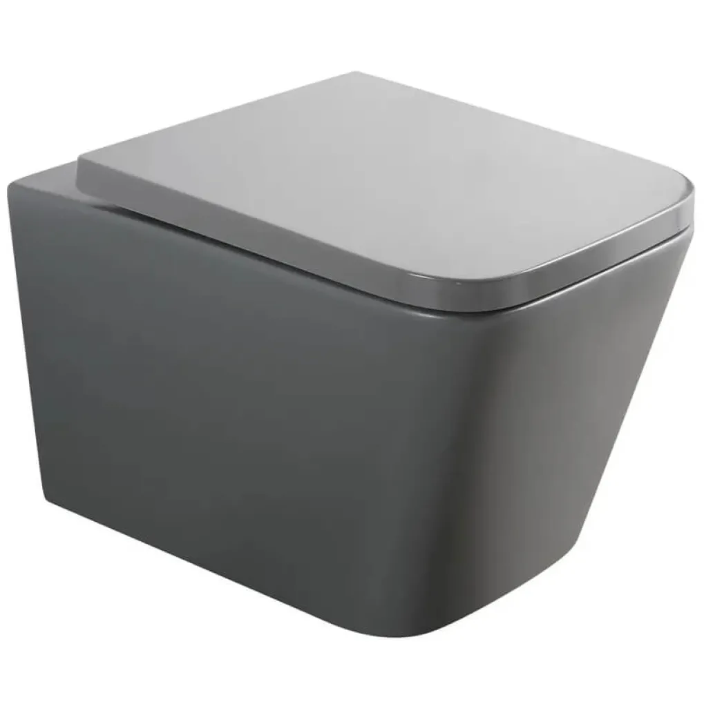 Унитаз подвесной Mixxus Premium Quadro-0305-R Gray 510x350x345 система смыва Rimless (MP6656)- Фото 1