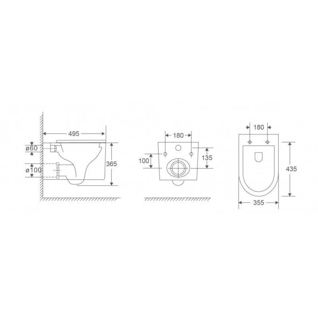 Унитаз подвесной Mixxus Premium Topper-0101-T3 495x355x375 система смыва Tornado 1.0 (MP6476)- Фото 4