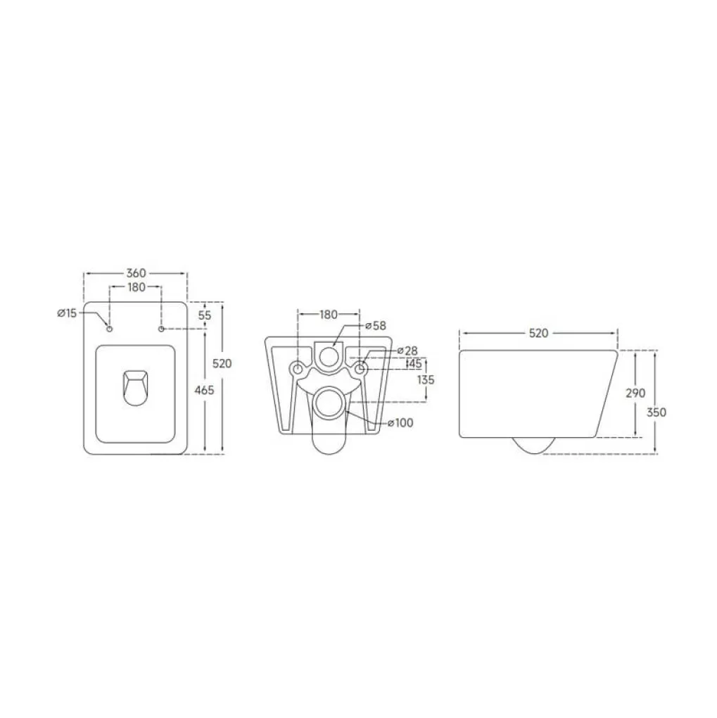 Унитаз подвесной Mixxus Quadro-0304-R 520x360x365 система смыва Rimless (MI6707)- Фото 2
