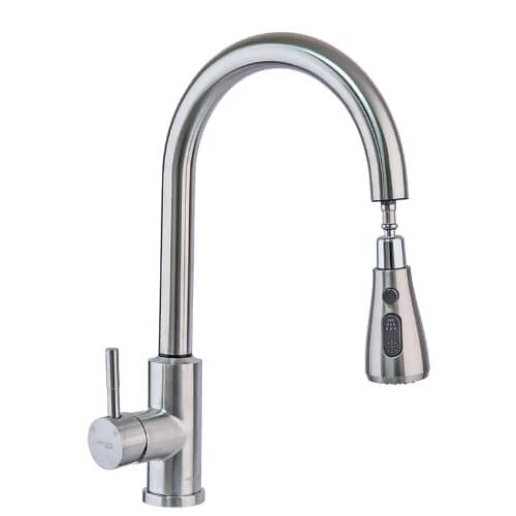 Смеситель для кухни сенсорный с выдвижной воронкой Mixxus LUX-014 Sensor сталь (MI6230)- Фото 1