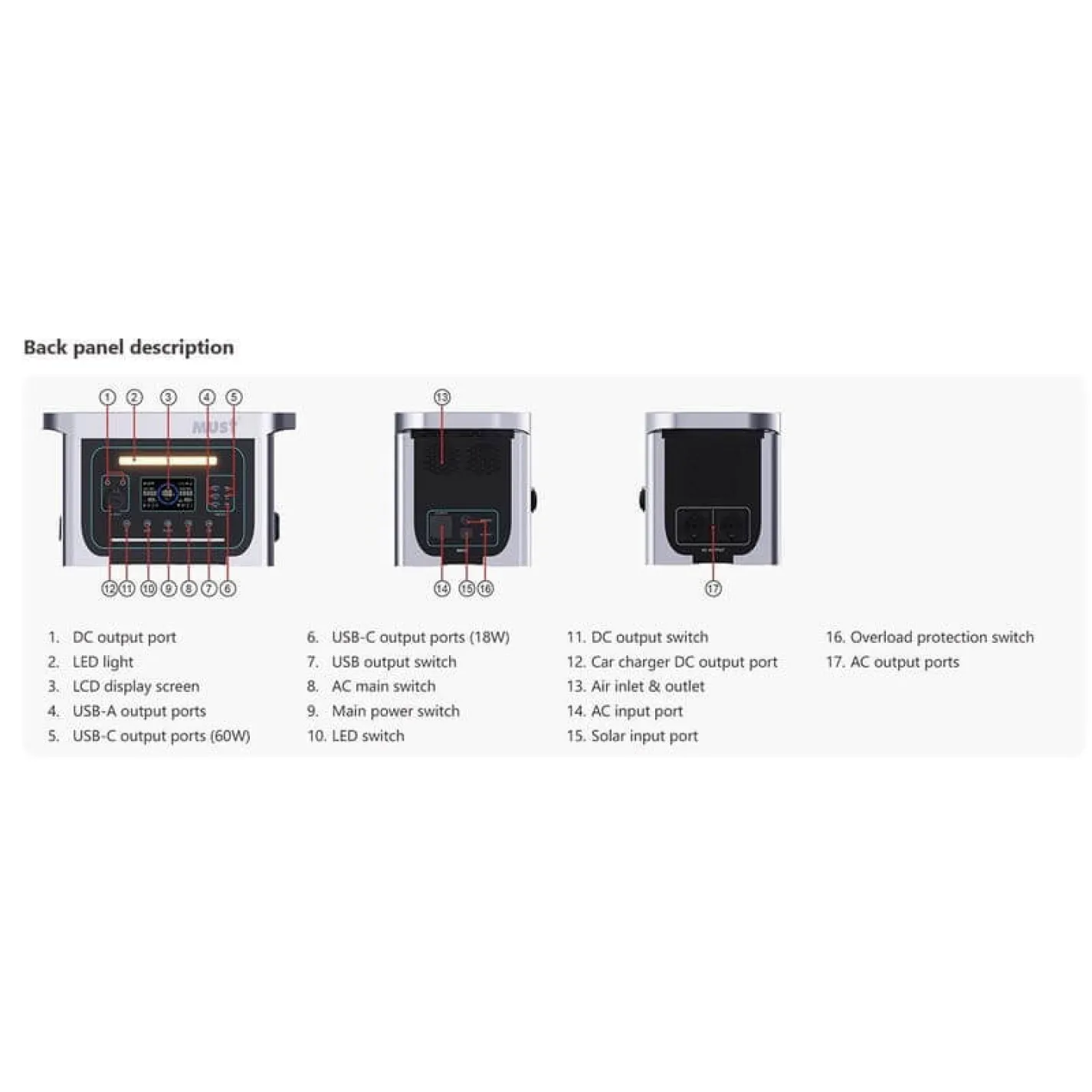 Переносная зарядная станция Must EM181-1024 1000W - Фото 3