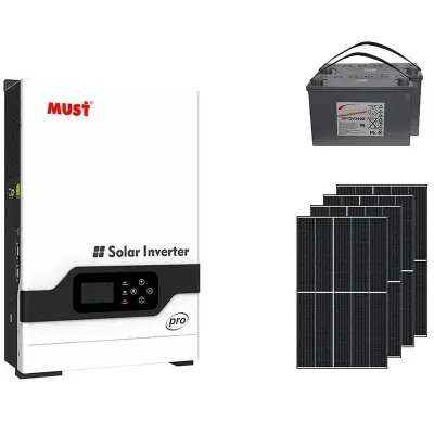 Комплект резервного живлення Інвертор Must 3000W 80А, сонячні панелі 1.6кВт, АКБ 2.52кВт
