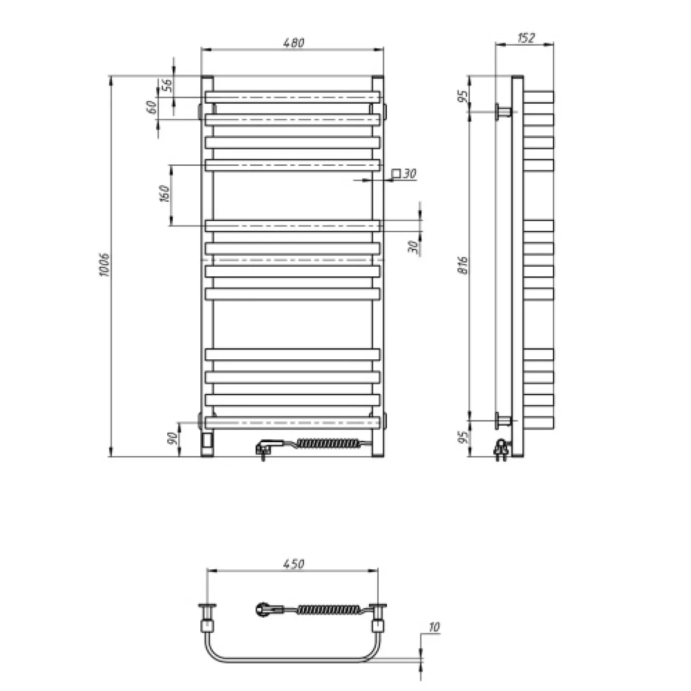 Електрична рушникосушка Navin Stugna 480x1000 Сенсор П з таймером чорний - Фото 5