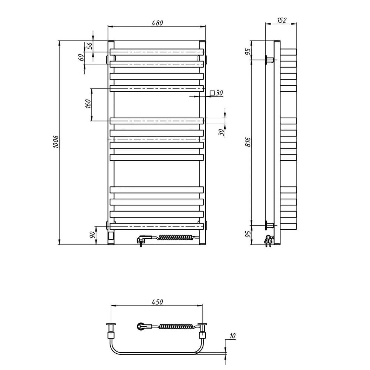 Електрична рушникосушка Navin Stugna 480x1000 Сенсор П з таймером чорний - Фото 7