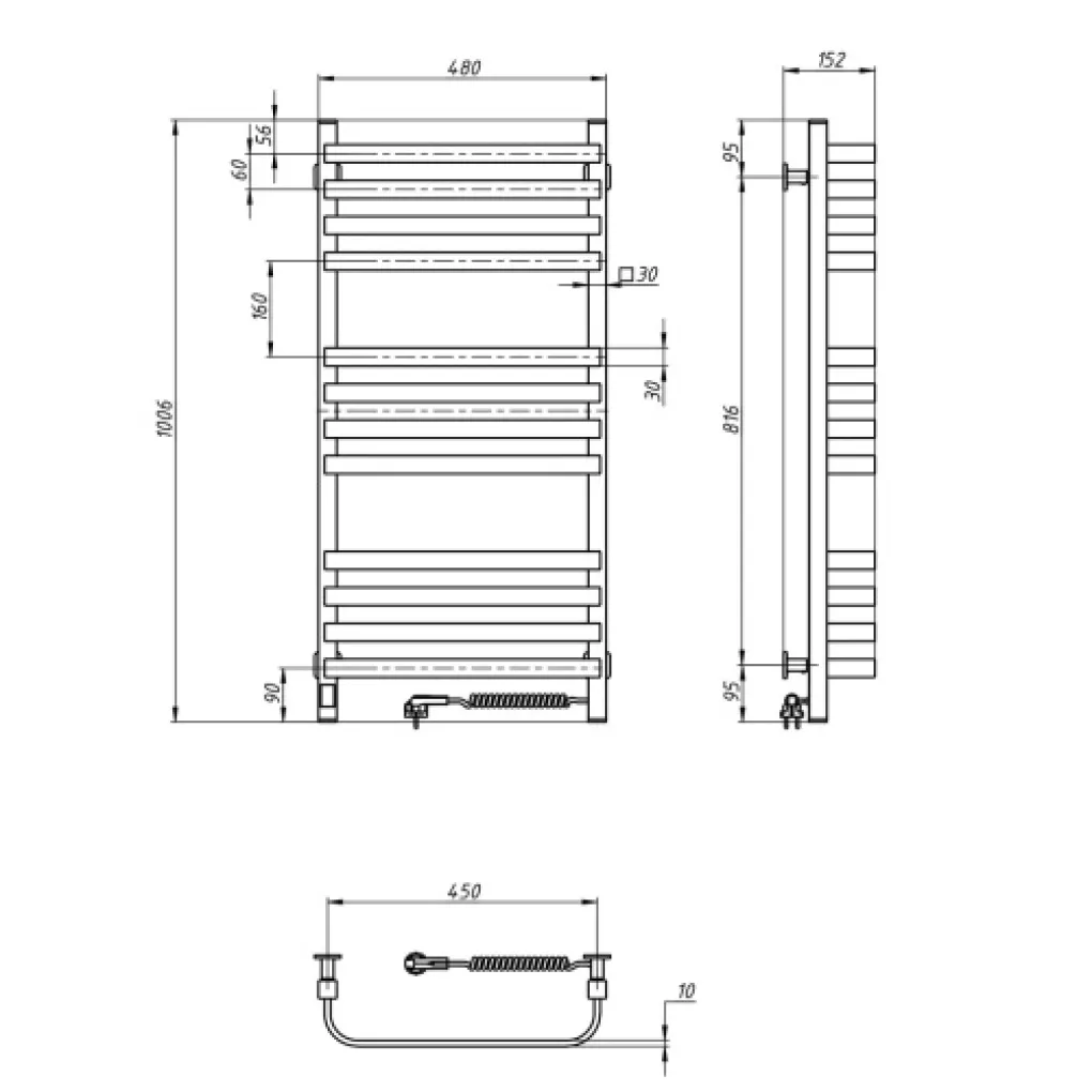 Електрична рушникосушка Navin Stugna 480x1000 Сенсор П з таймером чорний- Фото 6