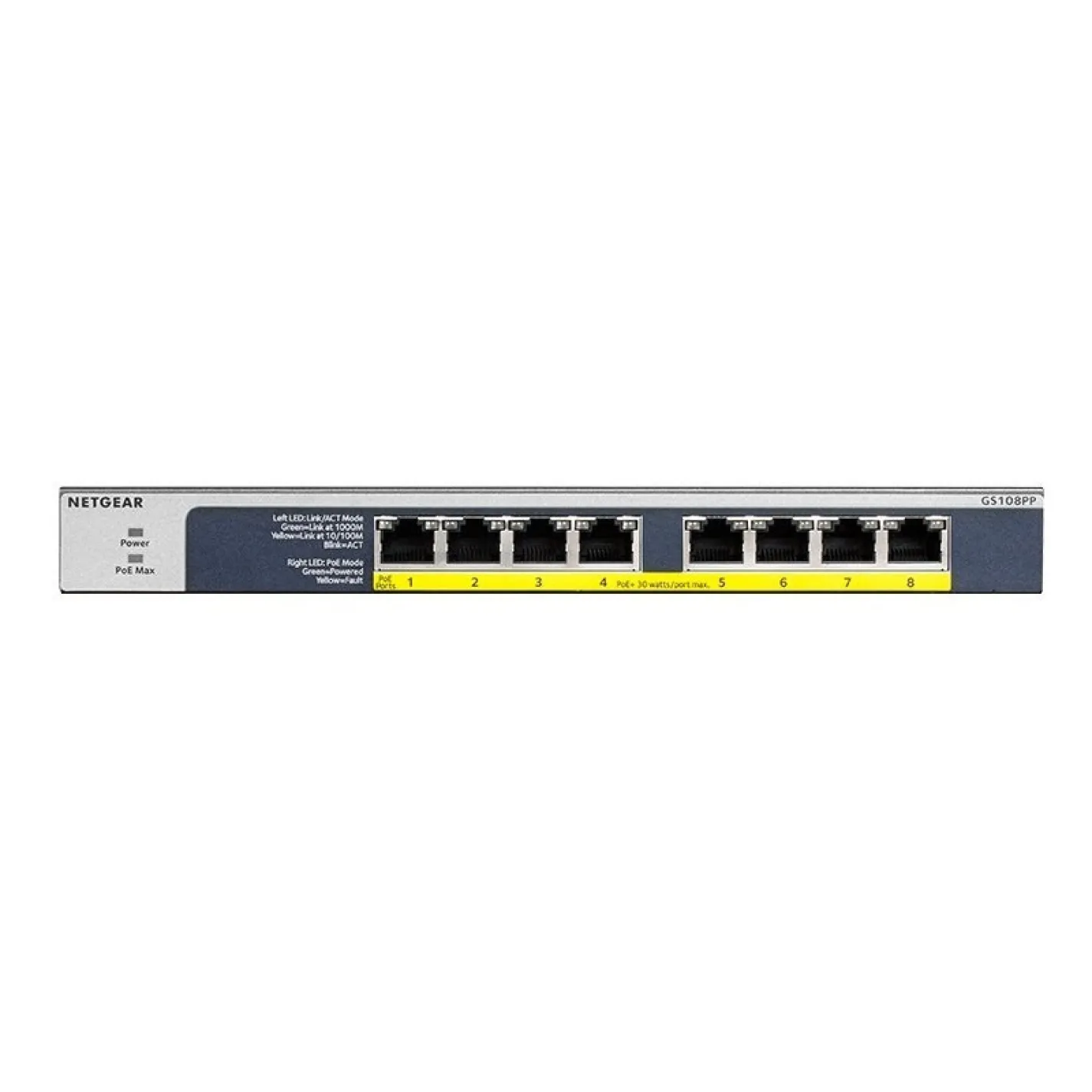 Комутатор Netgear GS108PP 8xGE PoE, 123Вт - Фото 1