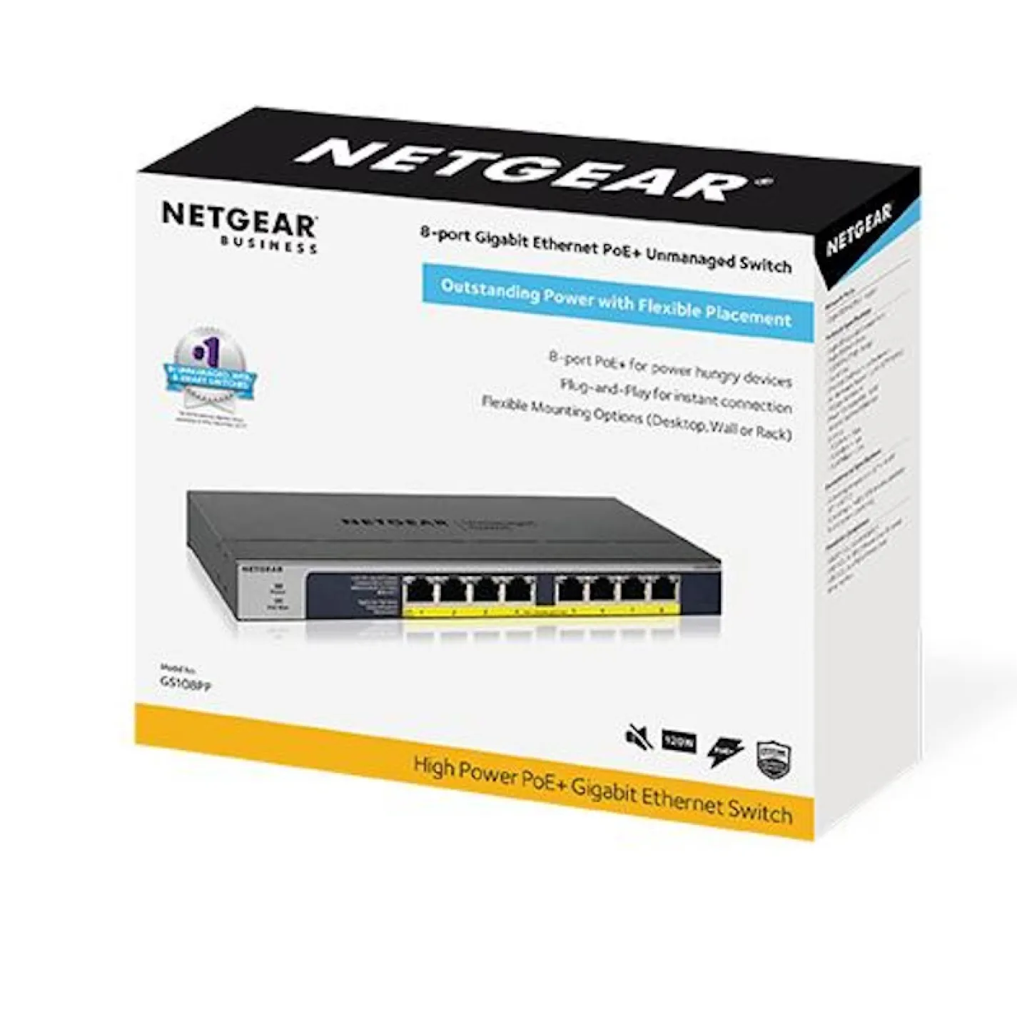 Комутатор Netgear GS108PP 8xGE PoE, 123Вт - Фото 3