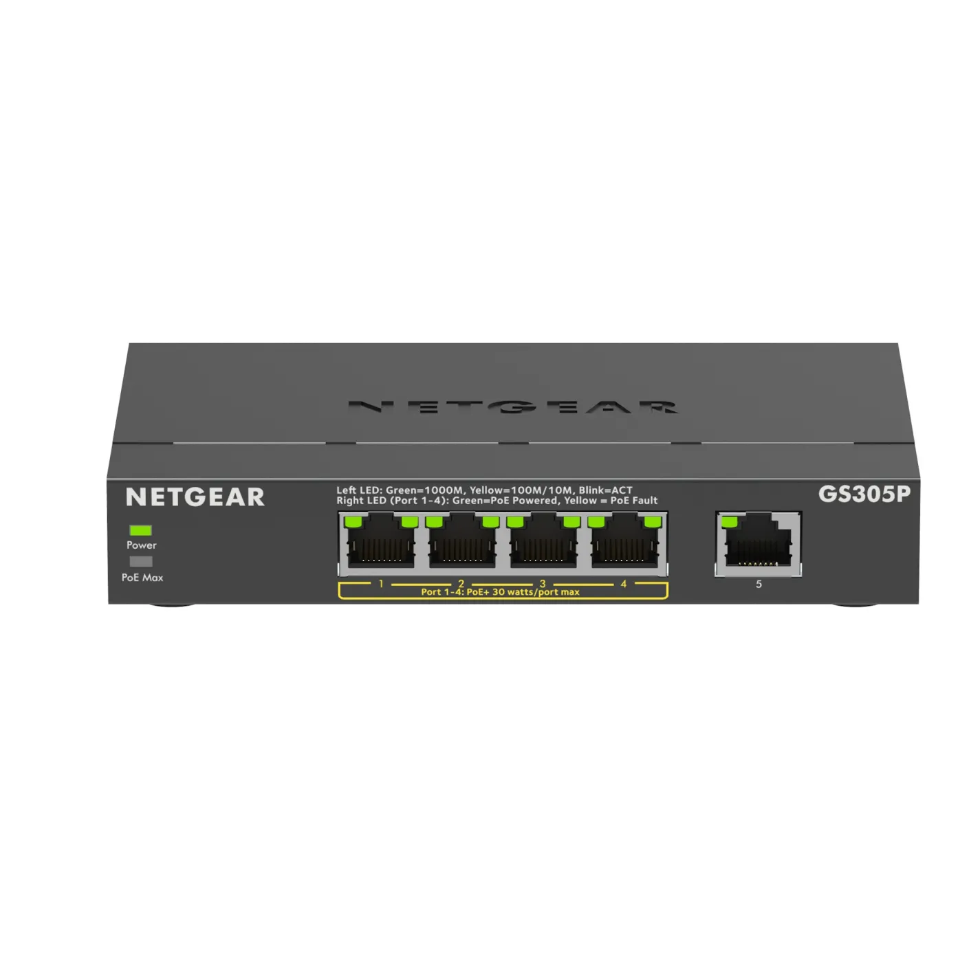 Комутатор Netgear GS305P 5xGE (4xPoE), 63Вт, Некерований - Фото 1