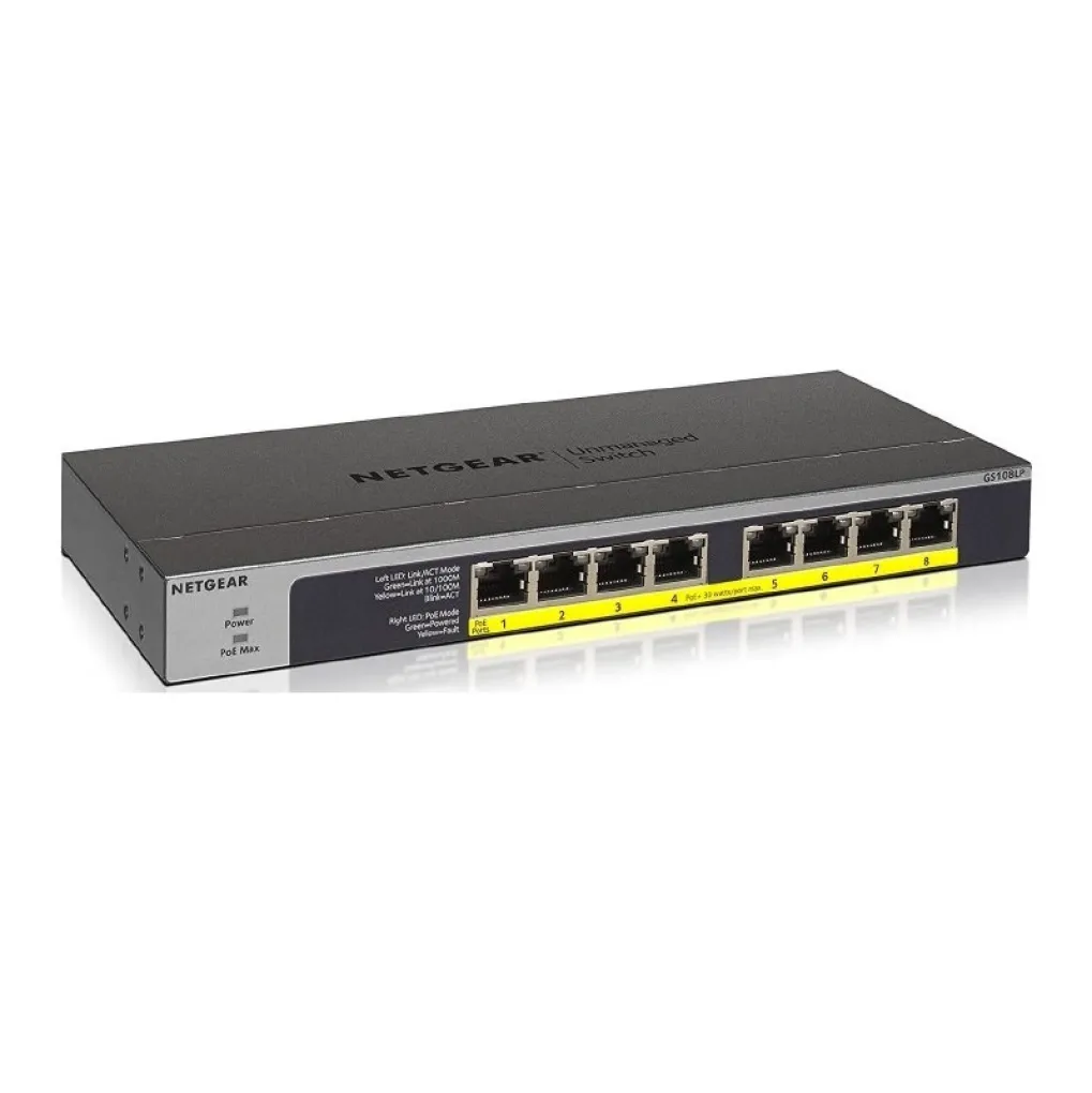 Комутатор Netgear GS108LP 8xGE PoE, 60Вт- Фото 3