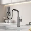 Смеситель для кухни водопад с выдвижной лейкой Nett LGr-35 графит (033120)- Фото 3