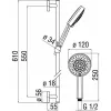 Душевой набор Nobili CHROME AD140/62CR (стойка + лейка 5 поз. + шланг)- Фото 2