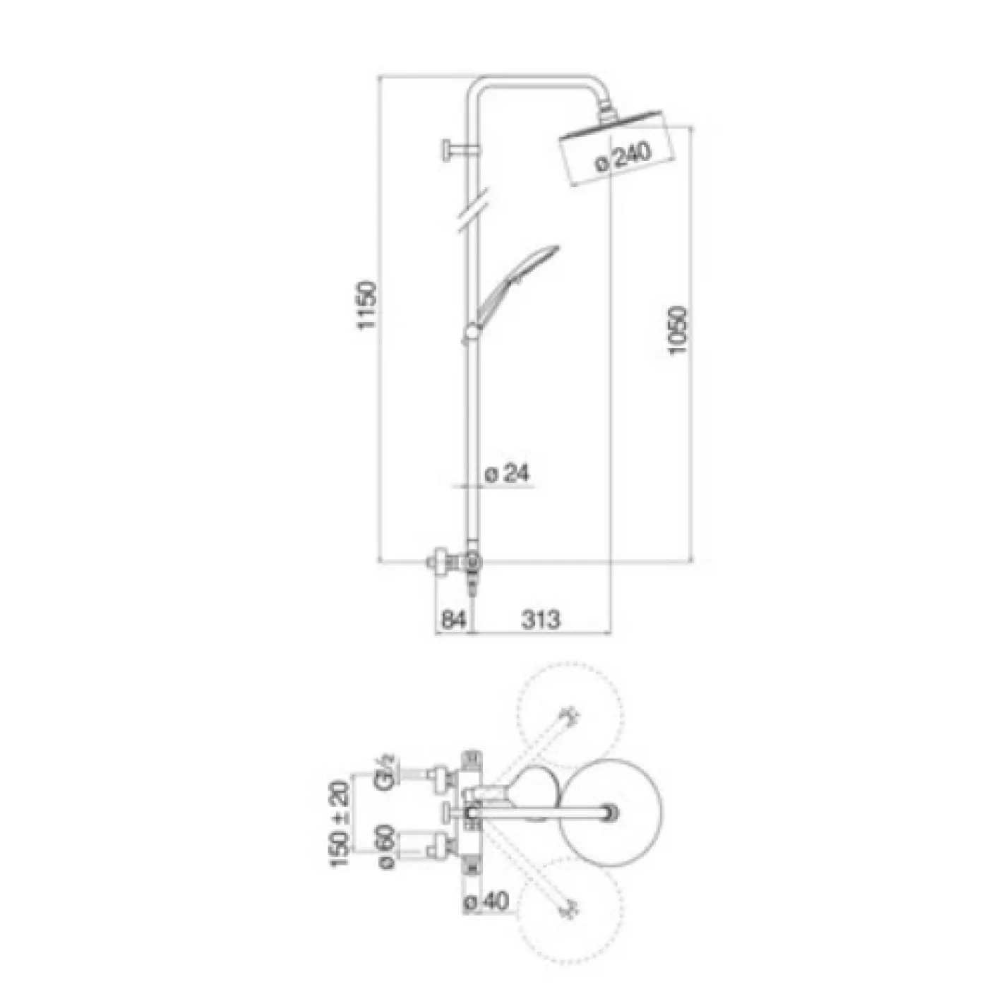 Душова система з термостатом Nobili Tyko TY85330/34CR - Фото 2