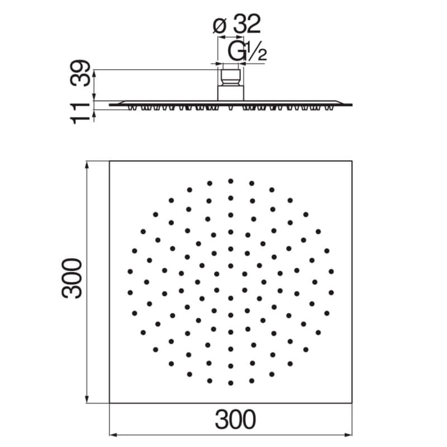 Верхний душ Nobili Components 300 x 300 мм, без кронштейна хром (AD139/118CR) - Фото 1