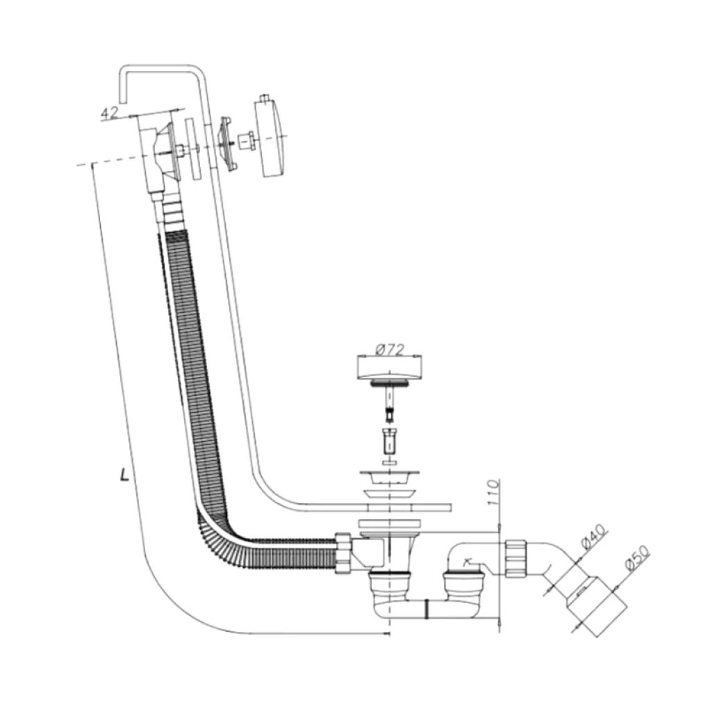 Сифон для ванны Omnires CGS (TK104-PLUS-3.01+64-SCR)- Фото 2