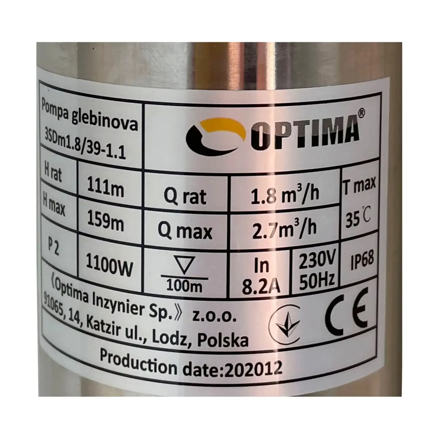 Скважинный насос Optima 3SDm1,8/39 1,1 кВт 159м + пульт + кабель 1,5м - Фото 1