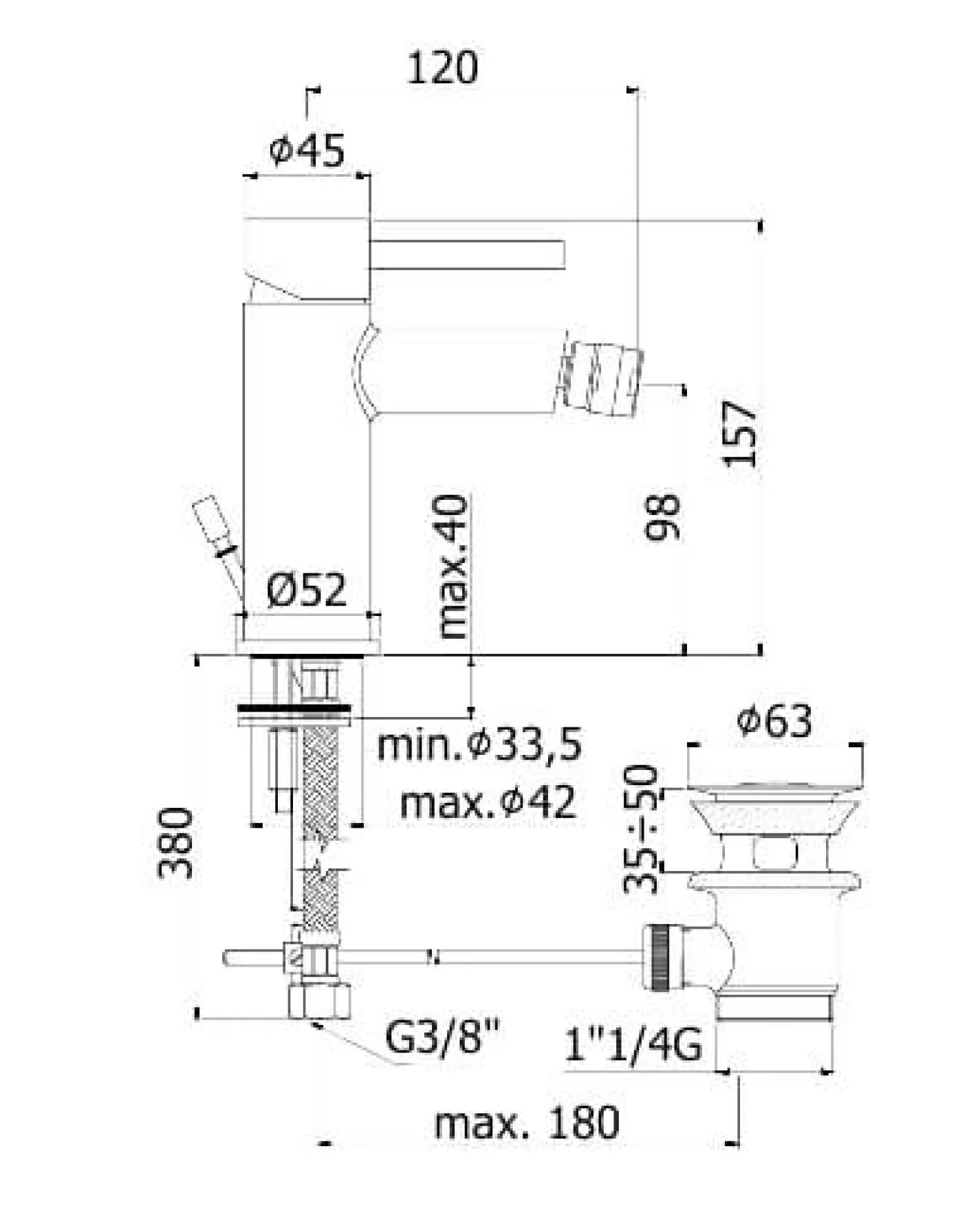 Смеситель для биде Paffoni Stick SK 135 HCR с донным клапаном, хром - Фото 1