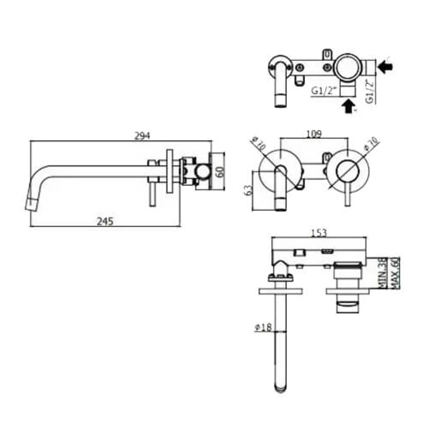 Змішувач для раковини Paffoni Light чорний LIG 106 NO 70 - Фото 1