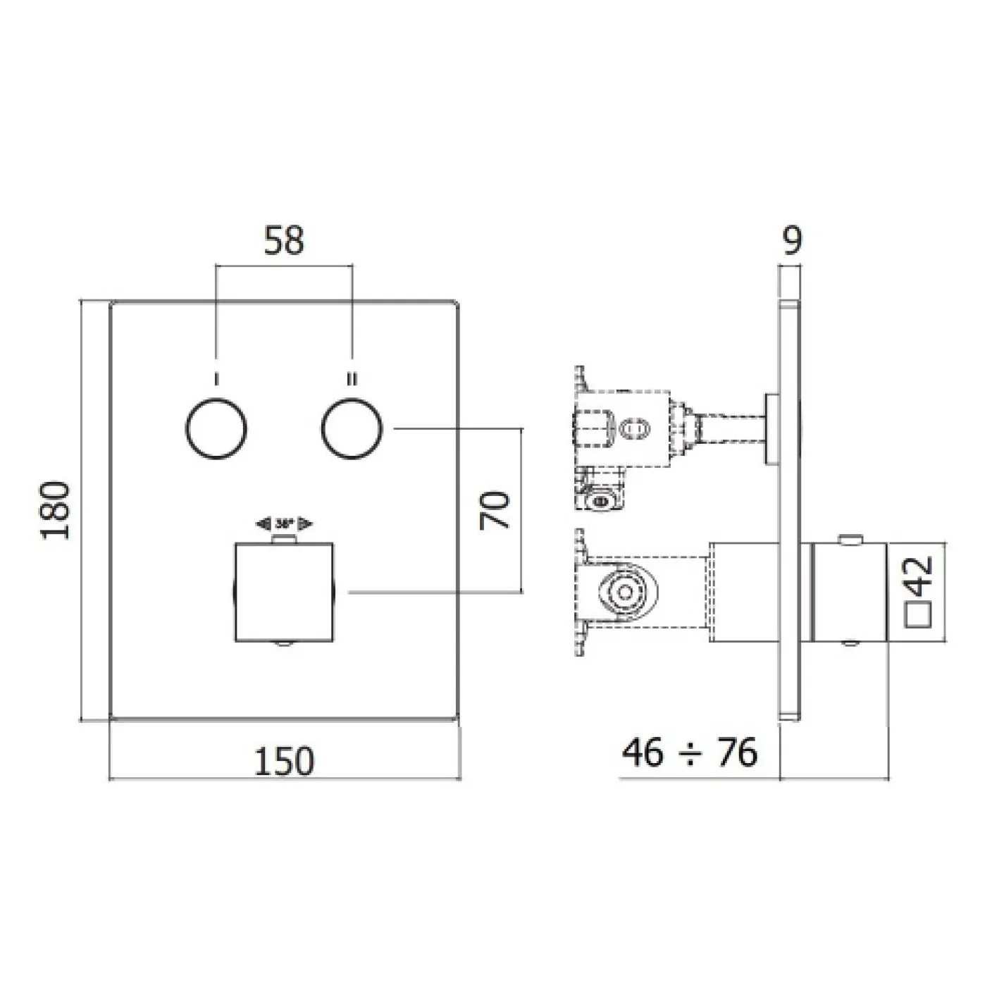 Термостат для душу (зовнішня частина) Paffoni Compact box CPT 518 CR прихованного монтажу (2 функції), хром - Фото 1