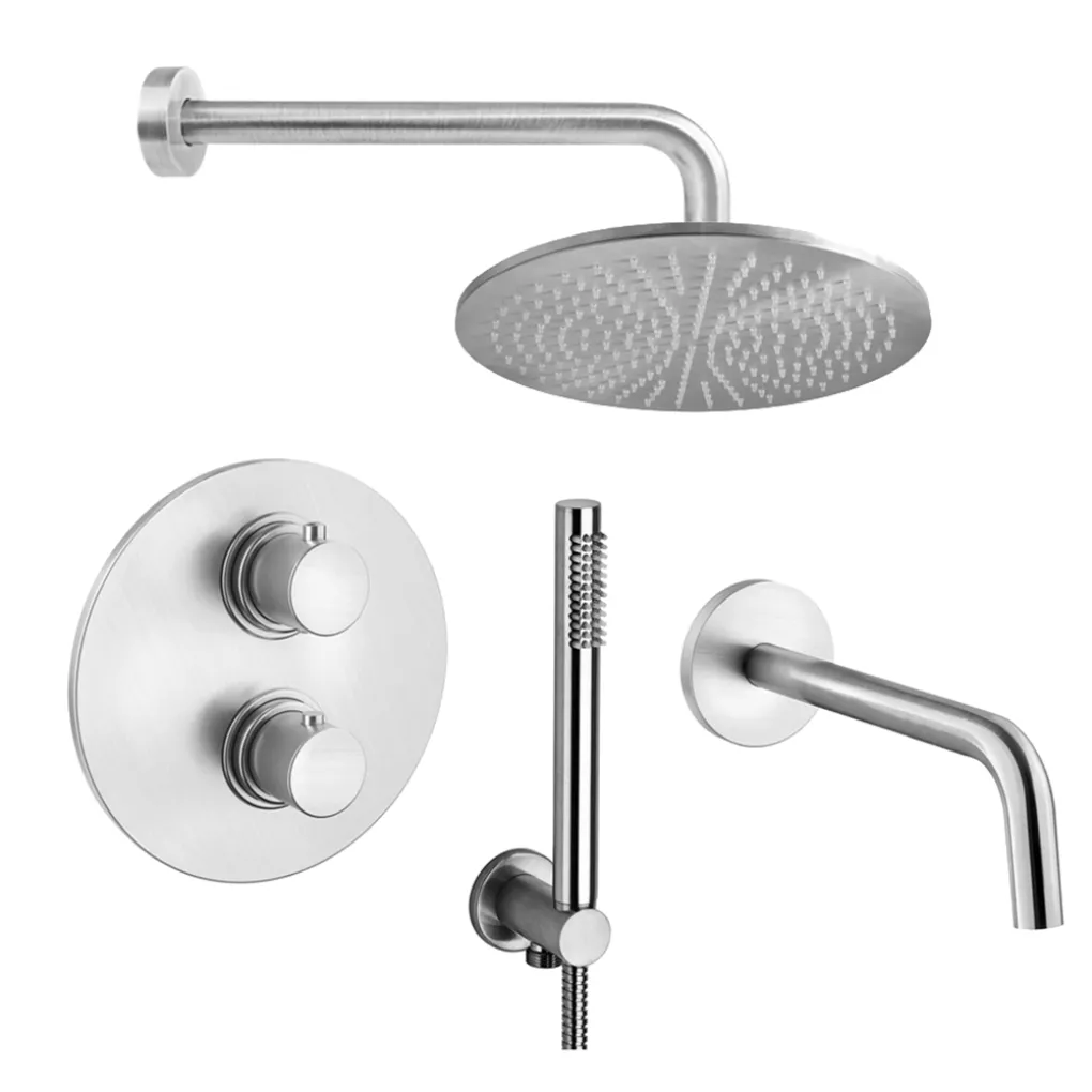Комплект для душа Paffoni Light 225 мм, сталь (KITLIQ019ST B)