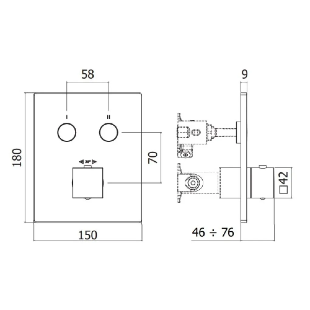 Термостат для душу (зовнішня частина) Paffoni Compact box CPT 518 CR прихованного монтажу (2 функції), хром- Фото 2