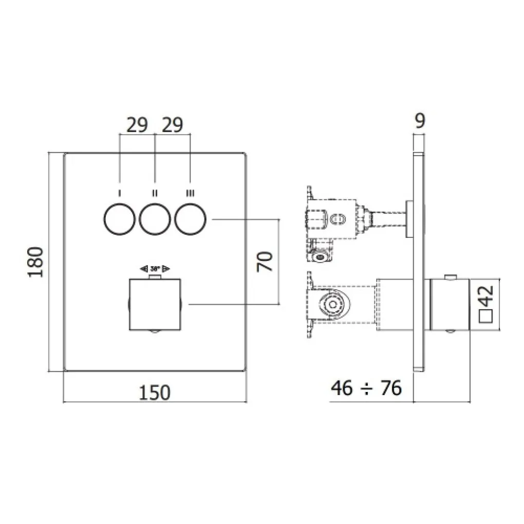 Термостат для душу (зовнішня частина) Paffoni Compact box CPT 519 CR прихованного монтажу (3 функції), хром- Фото 2