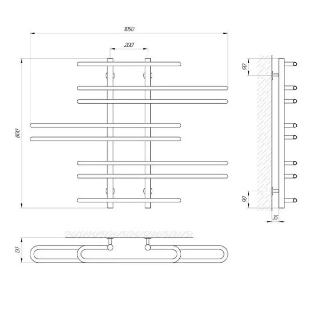 Рушникосушка водяна Paladii Діана 800х1050х8, 4м 1/2" (ЛП016)- Фото 3