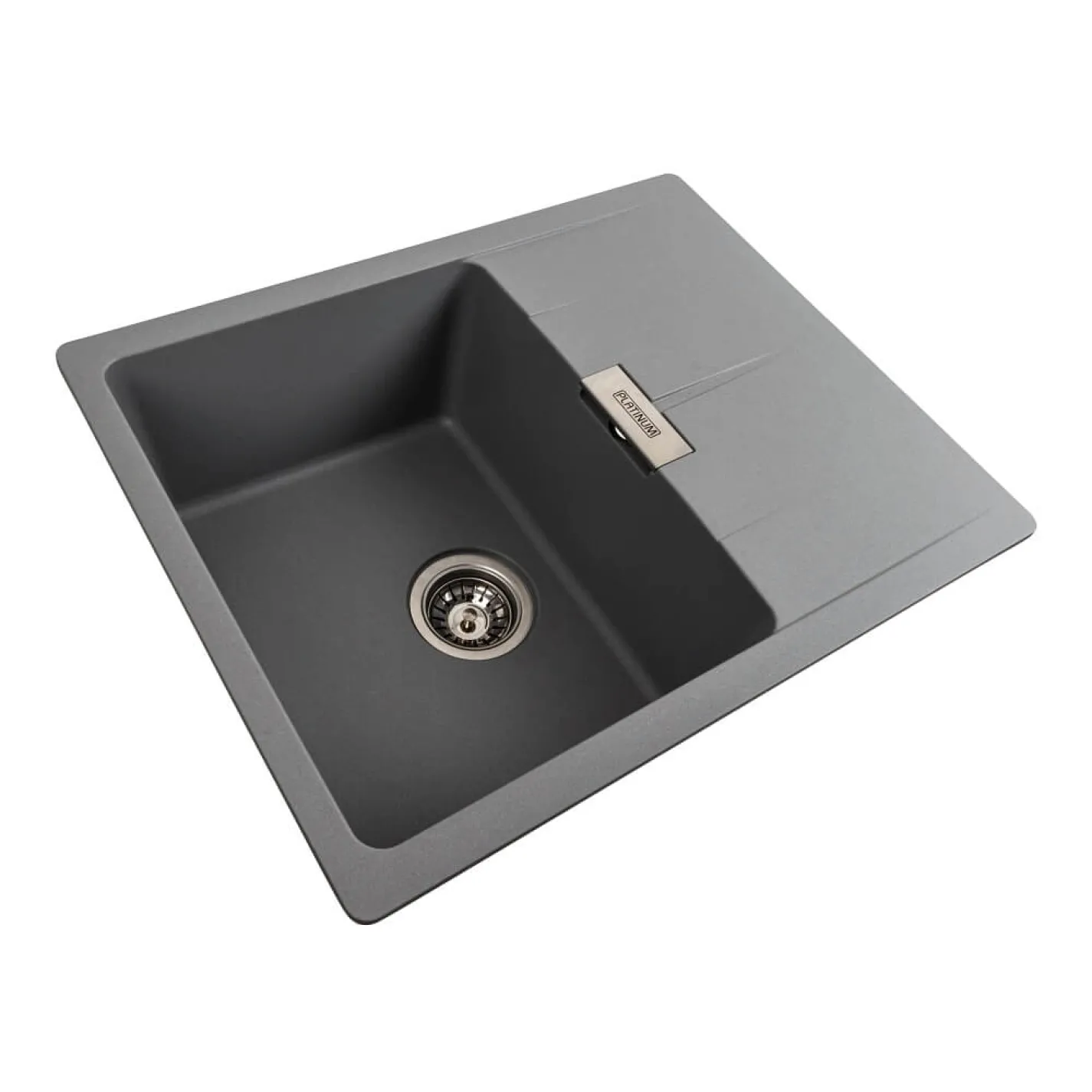 Гранітна мийка для кухні Platinum 6250 Zirkone, матовий сірий металік - Фото 1