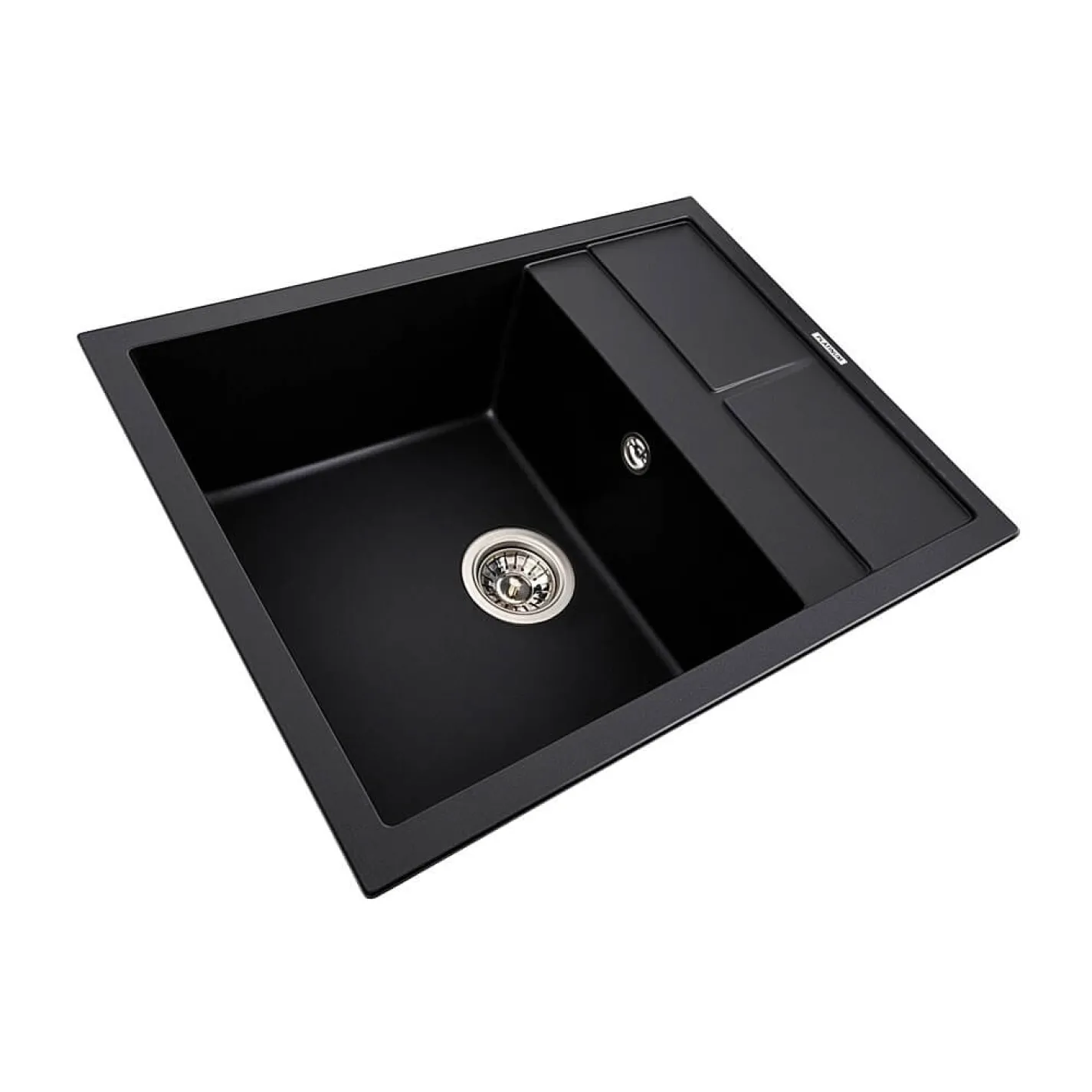 Гранітна мийка для кухні Platinum 6550 Lotos, матовий чорний - Фото 1