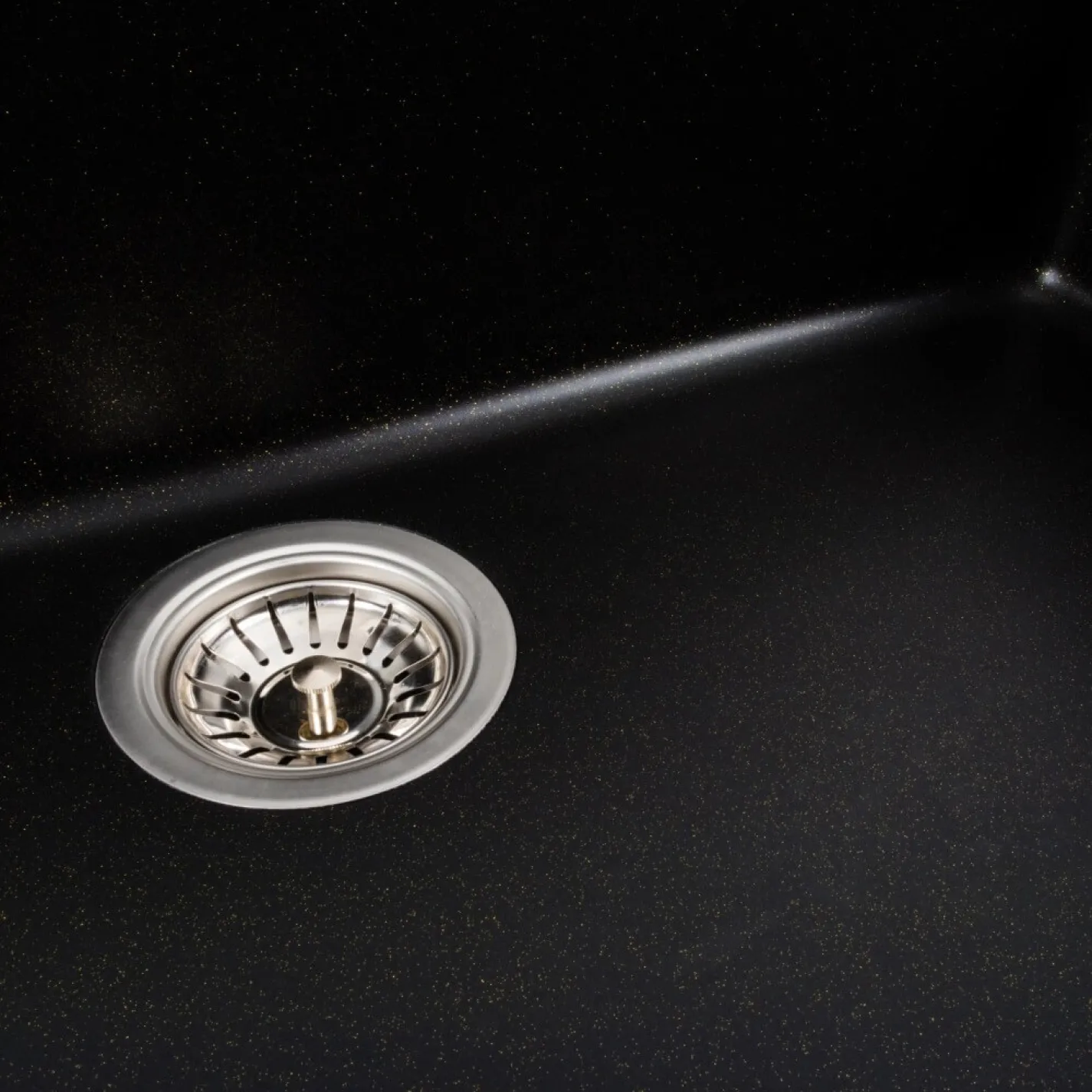 Гранітна мийка для кухні Platinum 7945 Paruana, матова чорна (в золоту крапку) - Фото 2