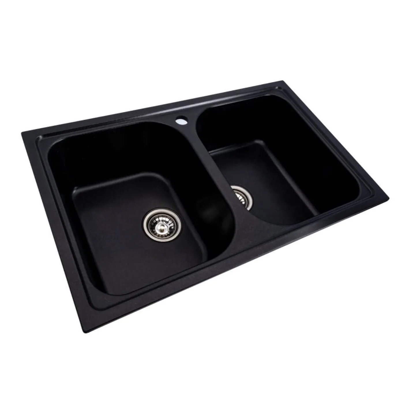 Гранітна мийка для кухні Platinum 7950 Equatoria, глянець, чорний металік - Фото 1
