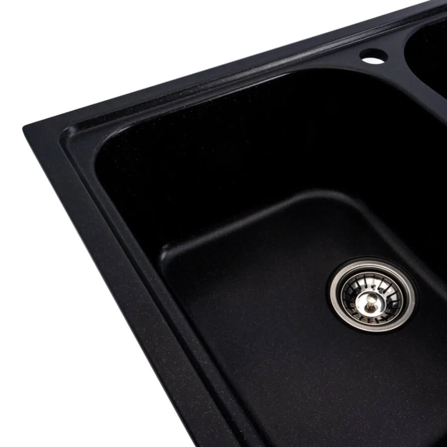 Гранітна мийка для кухні Platinum 7950 Equatoria, глянець, чорний металік - Фото 2