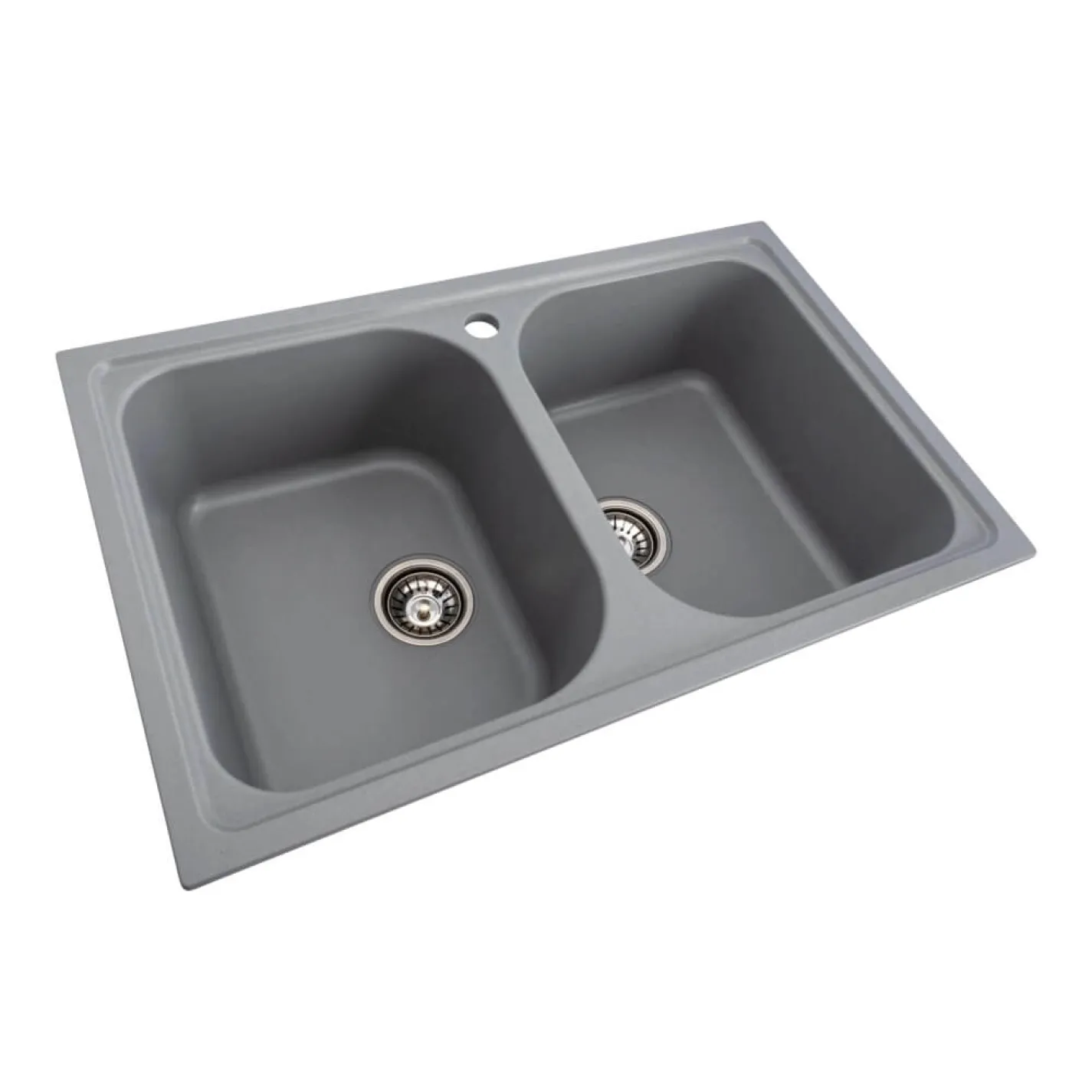 Гранітна мийка для кухні Platinum 7950 Equatoria, глянець, сірий металік - Фото 1