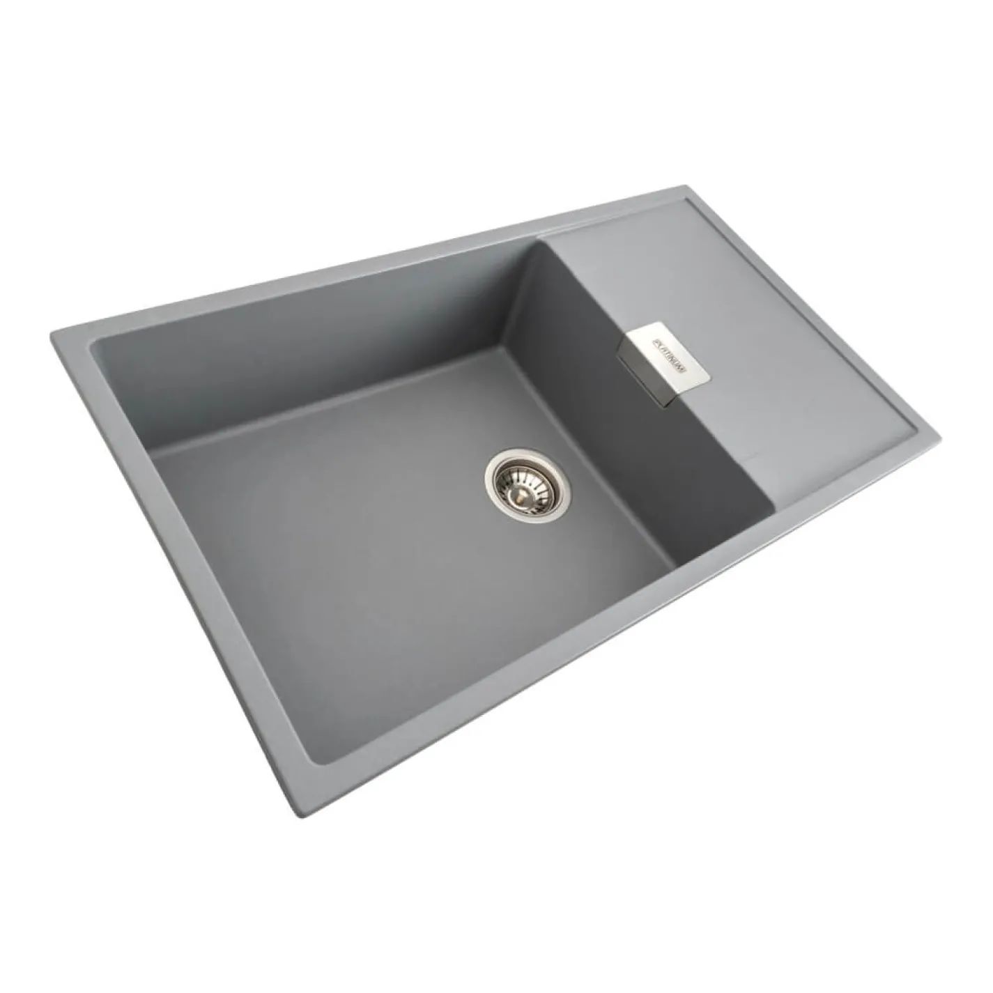 Гранитная мойка для кухни Platinum 8650 Diamond, матовая, серый металлик - Фото 1