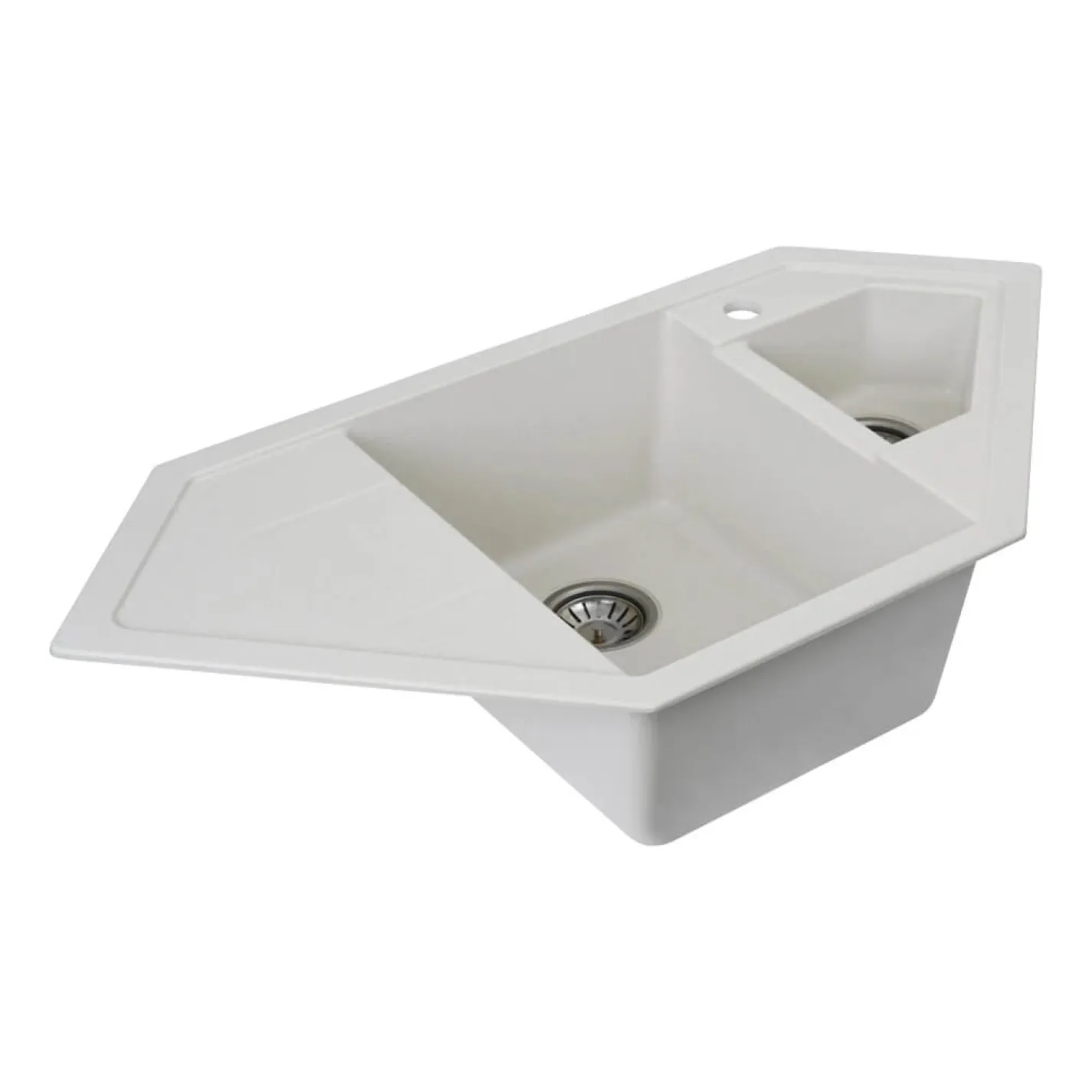 Гранітна мийка для кухні Platinum 9950 Pandora, матова, біла - Фото 1