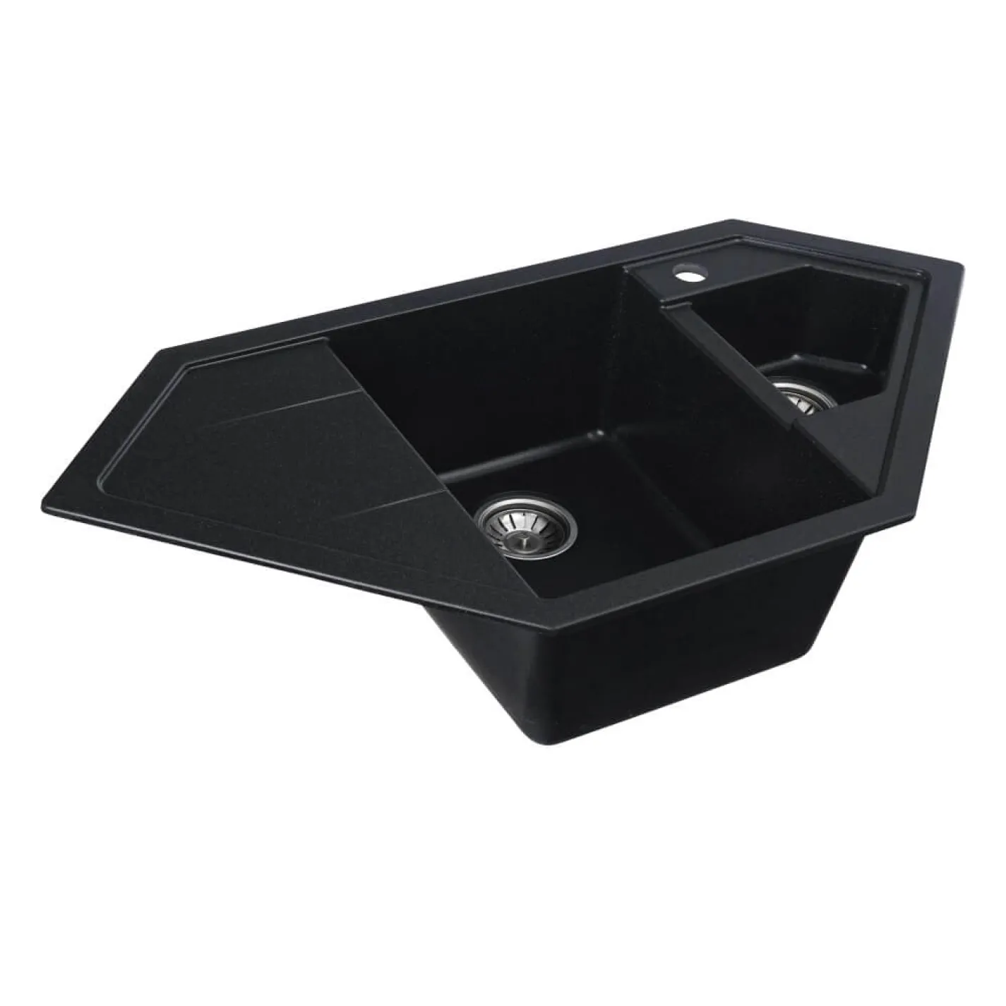 Гранітна мийка для кухні Platinum 9950 Pandora, матова, чорний металік - Фото 1