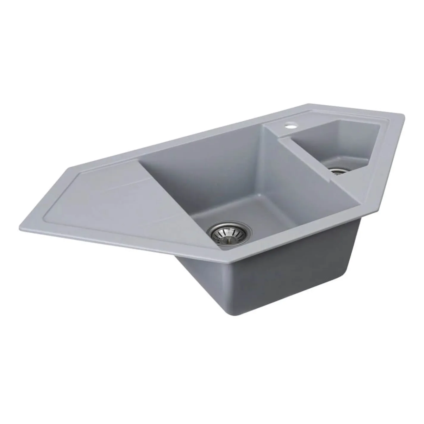 Гранітна мийка для кухні Platinum 9950 Pandora, матова, сірий металік - Фото 1