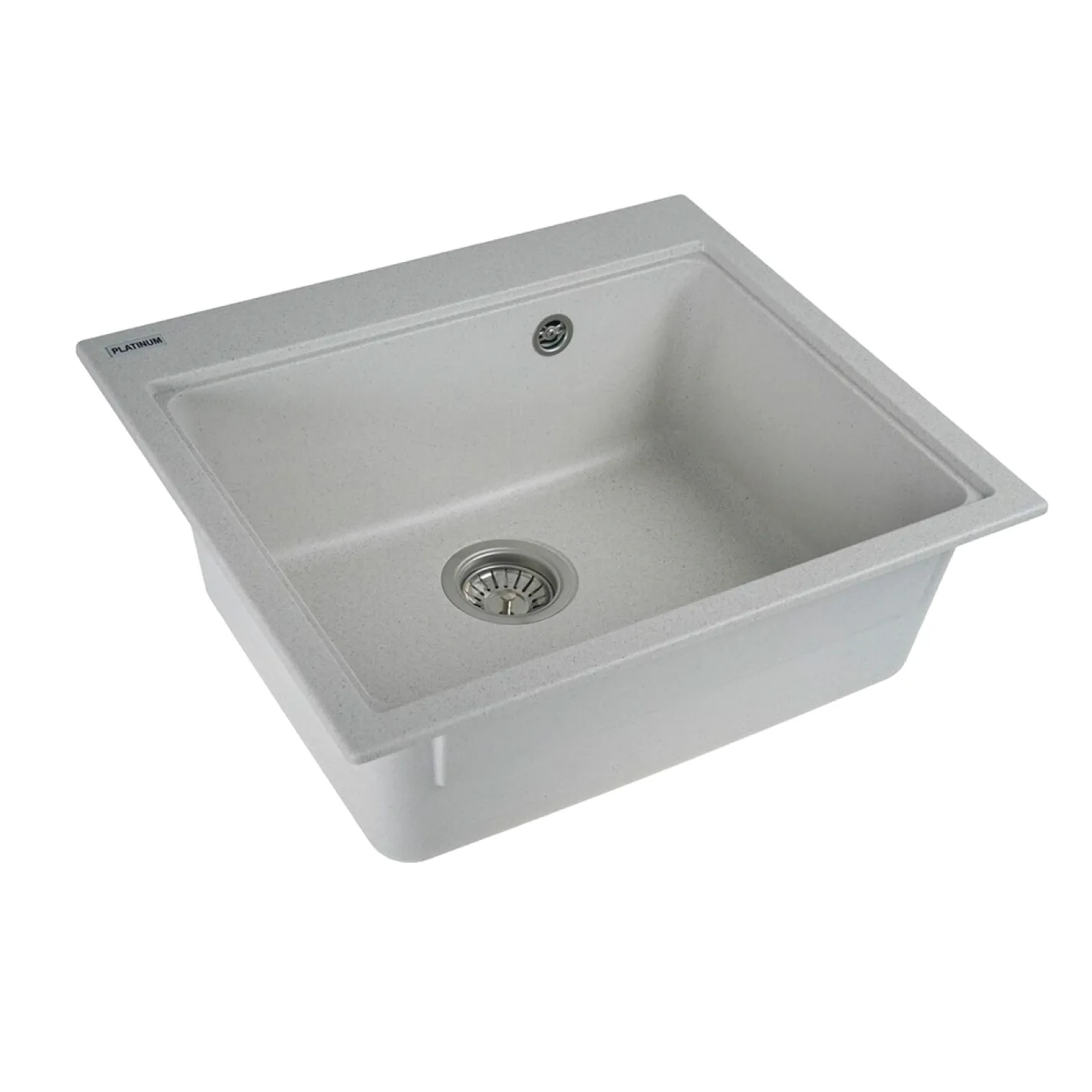 Мийка кухонна Platinum 5852 VESTA граніт, білий в крапку - Фото 1